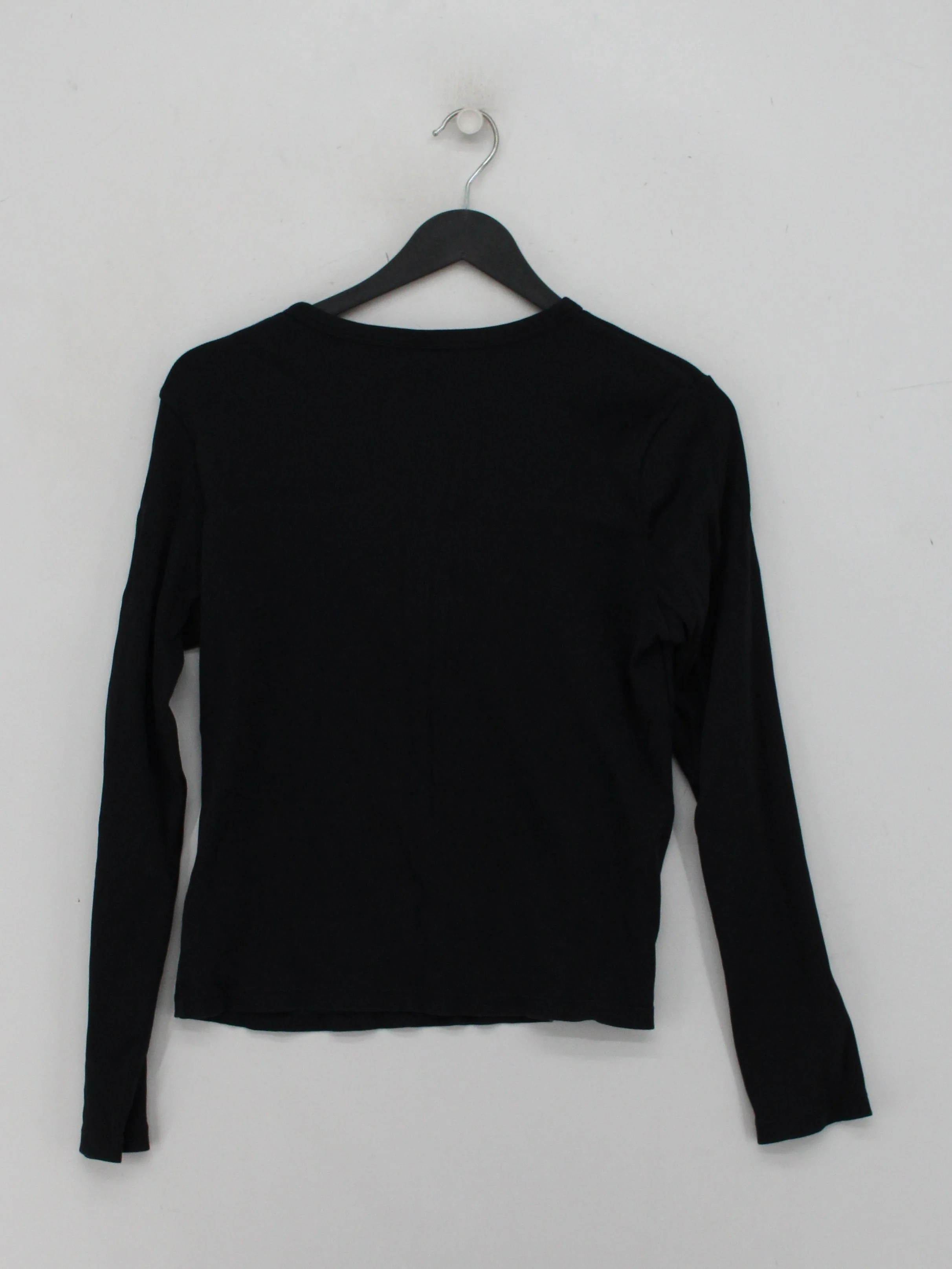 Uniqlo Women's Top L Black Cotton with Elastane Long Sleeve Crew Neck Jersey - Image 2