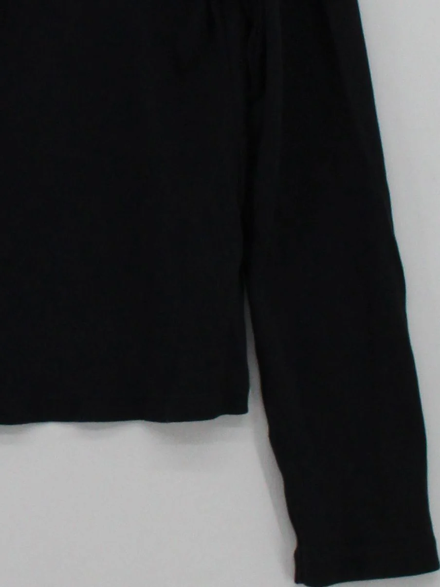Uniqlo Women's Top L Black Cotton with Elastane Long Sleeve Crew Neck Jersey - Image 4