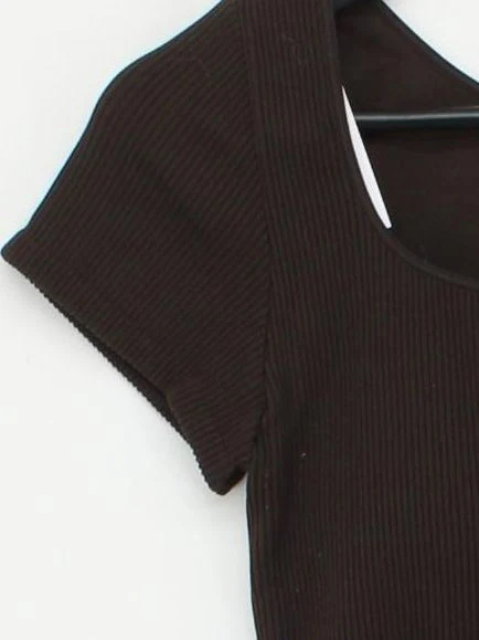 Uniqlo Women's Top M Brown Polyamide with Elastane Basic - Image 4