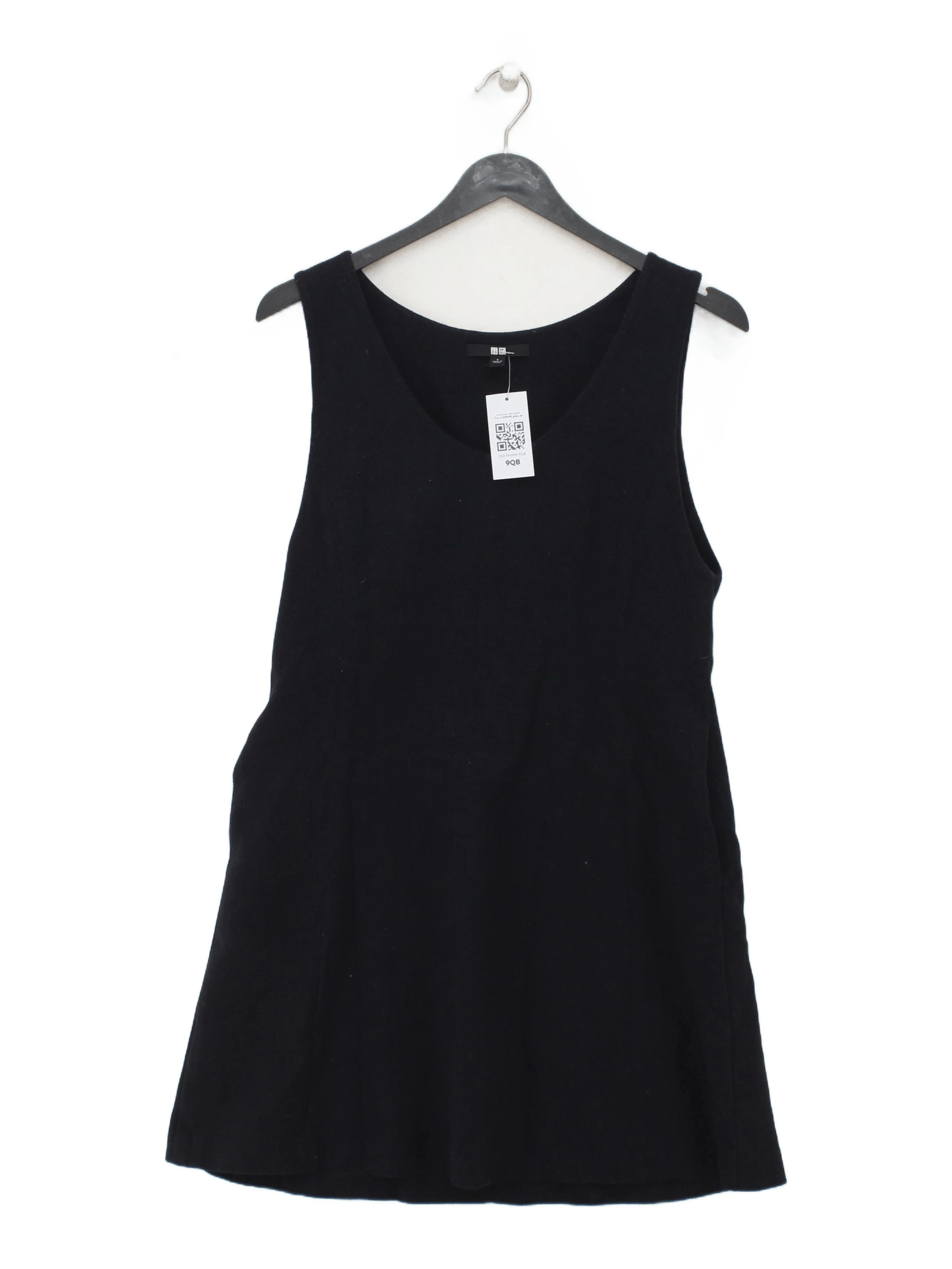 Uniqlo Women's Top S Black Polyester with Cotton Sleeveless Round Neck Basic