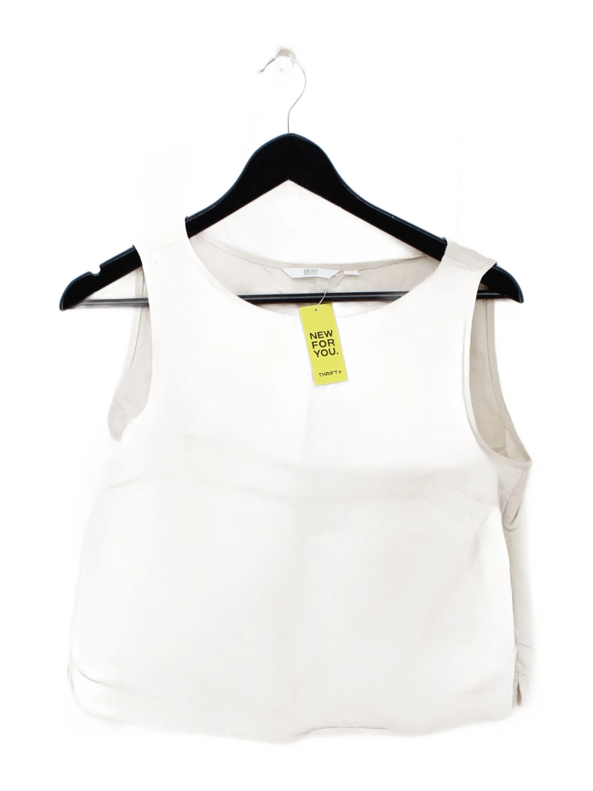 Uniqlo Women's Top S Cream 100% Other Sleeveless Round Neck Basic
