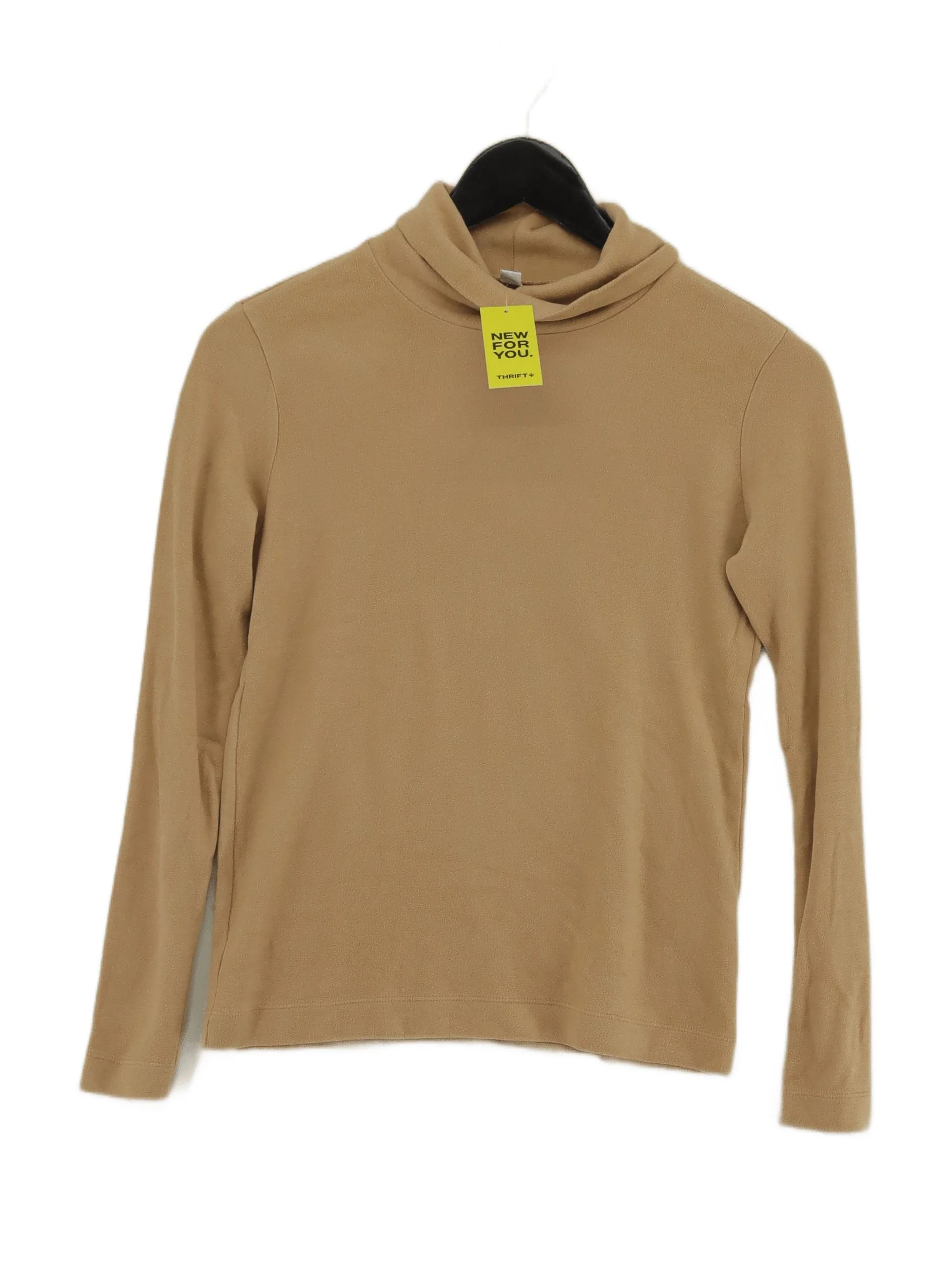 Uniqlo Women's Top S Tan Acrylic with Rayon Long Sleeve Roll Neck Basic