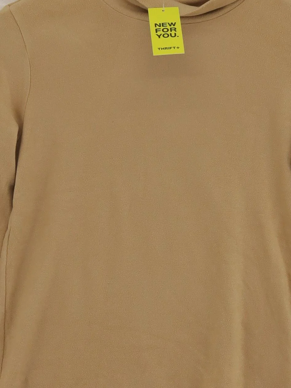 Uniqlo Women's Top S Tan Acrylic with Rayon Long Sleeve Roll Neck Basic - Image 3