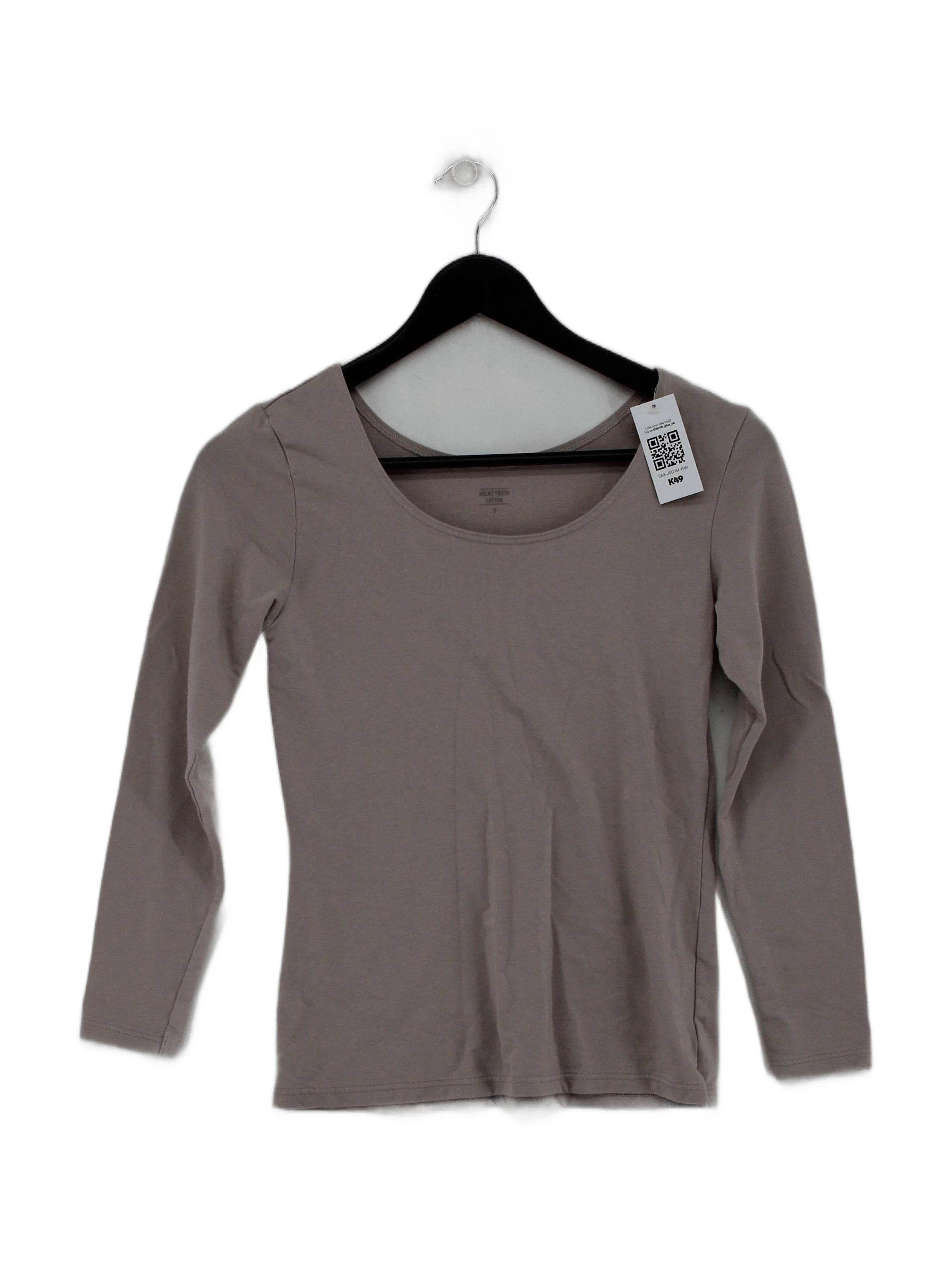 Uniqlo Women's Top S Tan Cotton with Acrylic, Elastane Basic