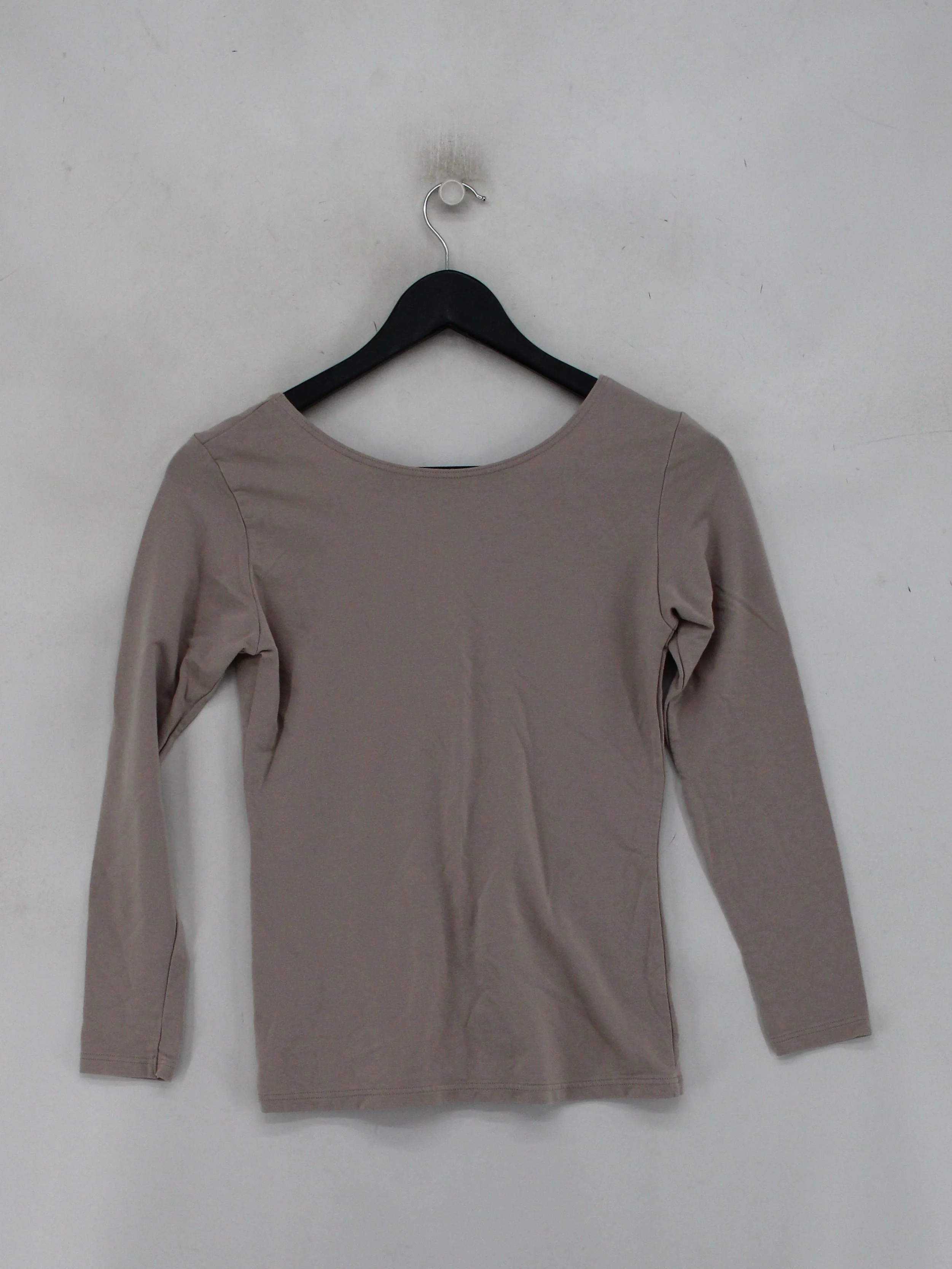 Uniqlo Women's Top S Tan Cotton with Acrylic, Elastane Basic - Image 2