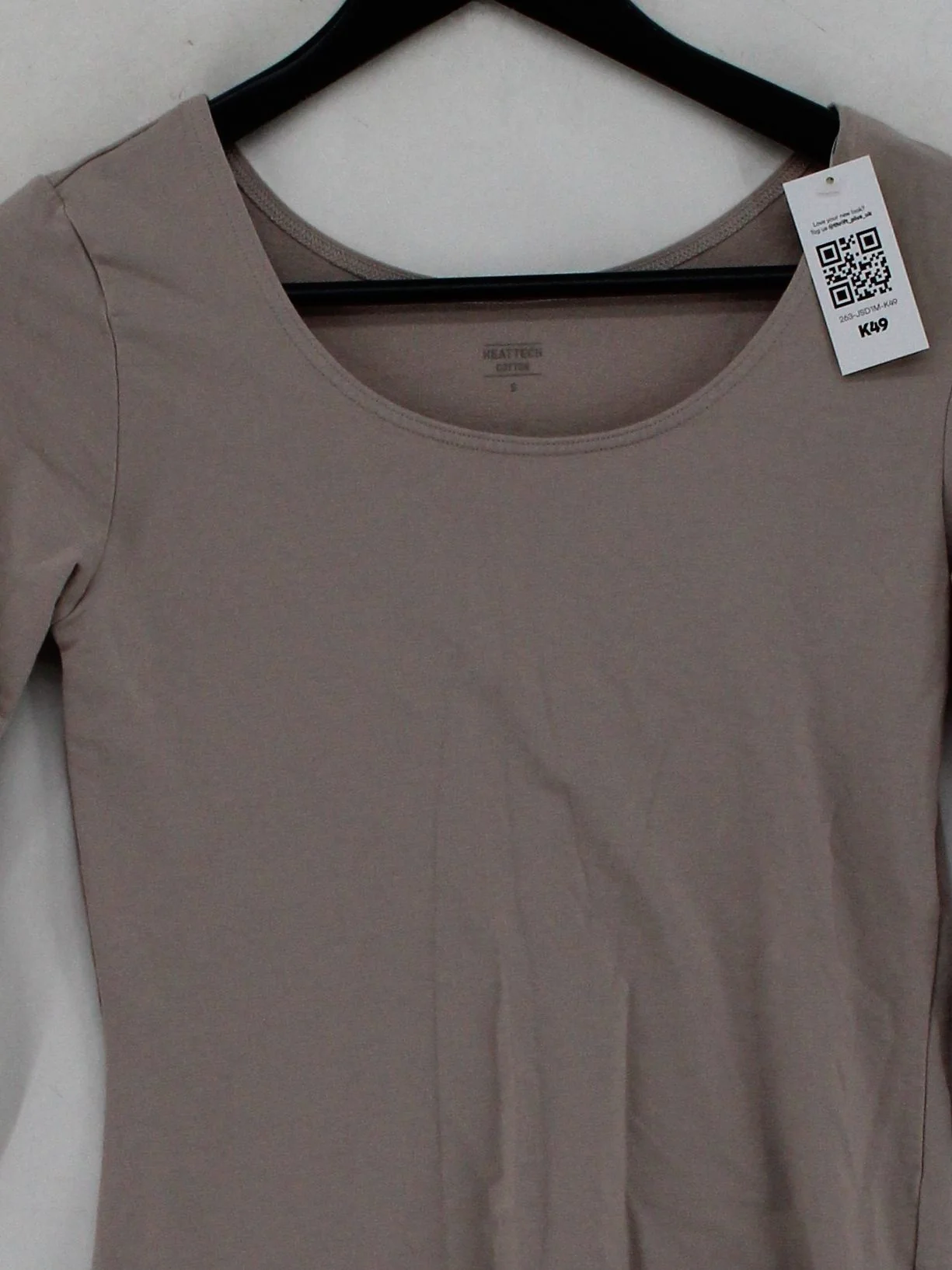 Uniqlo Women's Top S Tan Cotton with Acrylic, Elastane Basic - Image 3