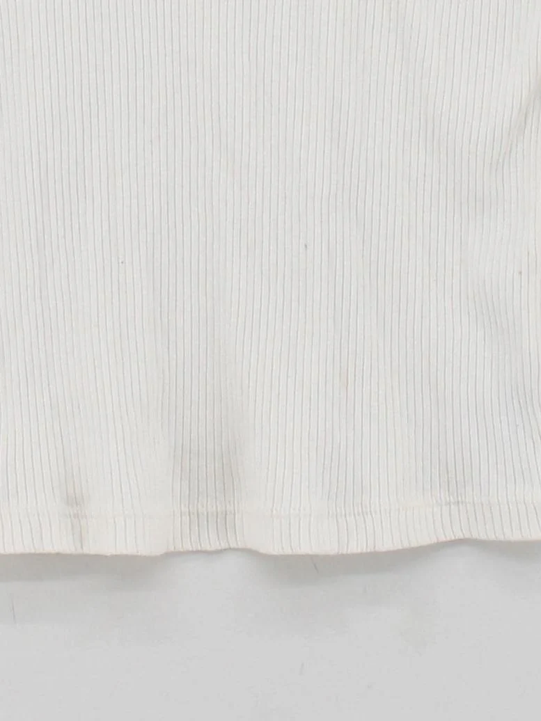 Uniqlo Women's Top XS White Cotton with Elastane Long Sleeve Mock Neck Basic - Image 4