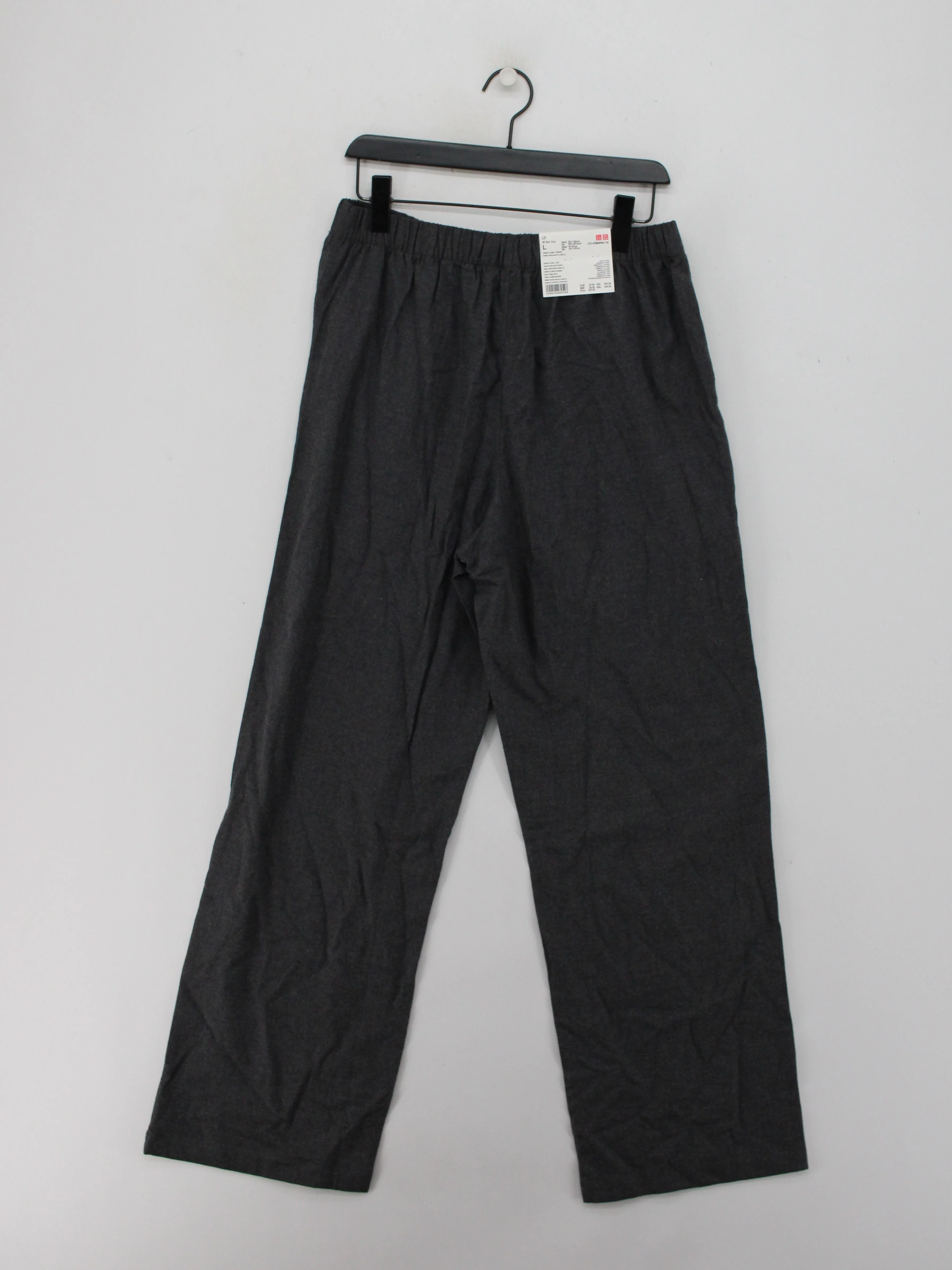 Uniqlo Women's Trousers L Grey 100% Cotton Wide-Leg Sweatpants - Image 2