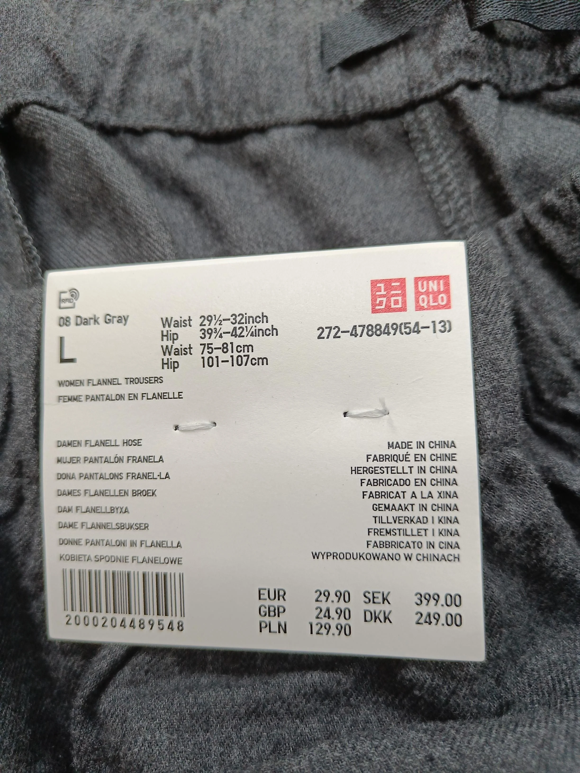 Uniqlo Women's Trousers L Grey 100% Cotton Wide-Leg Sweatpants - Image 5