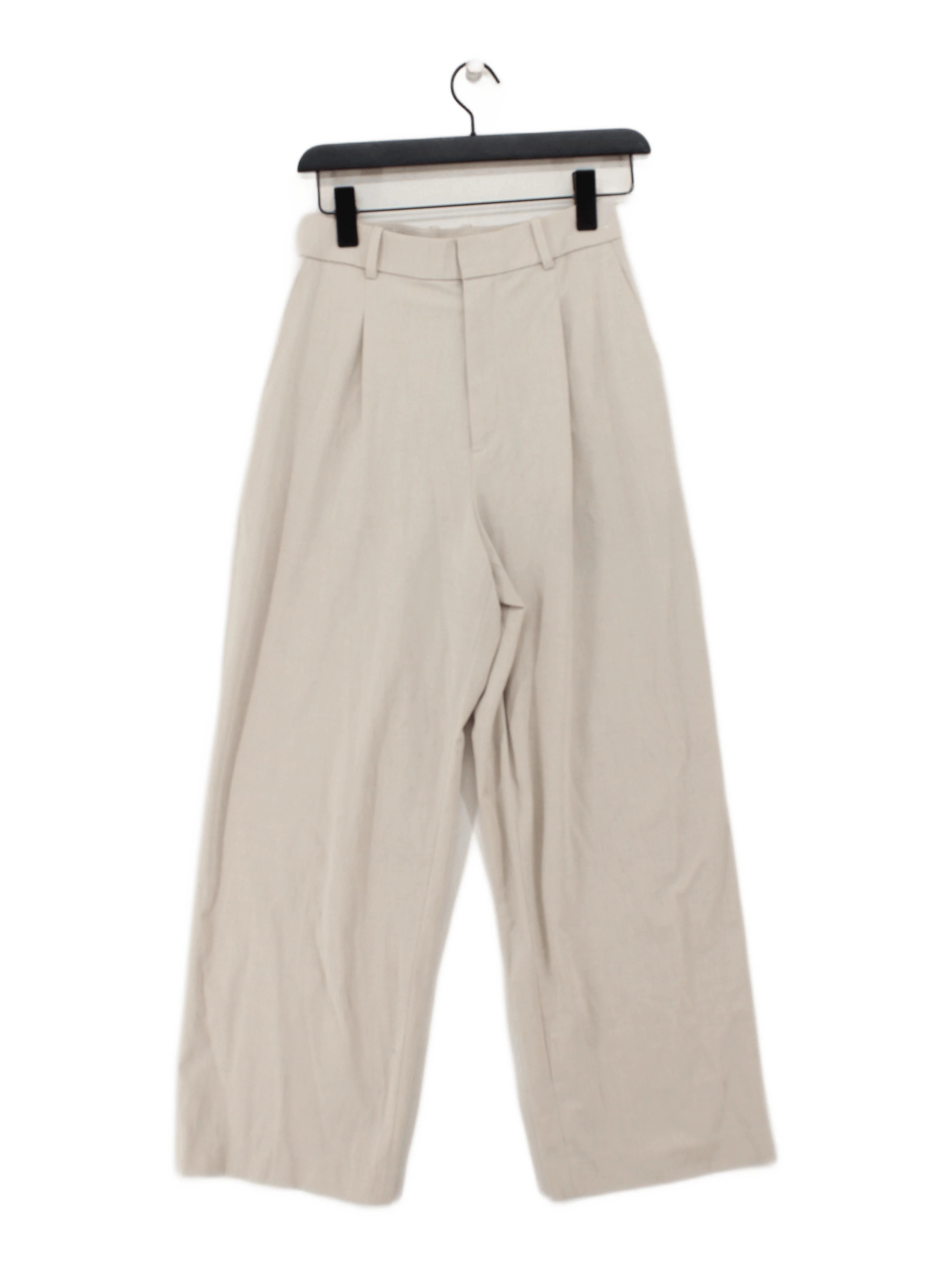 Uniqlo Women's Trousers M Cream Polyester with Rayon, Elastane Wide-Leg Chino