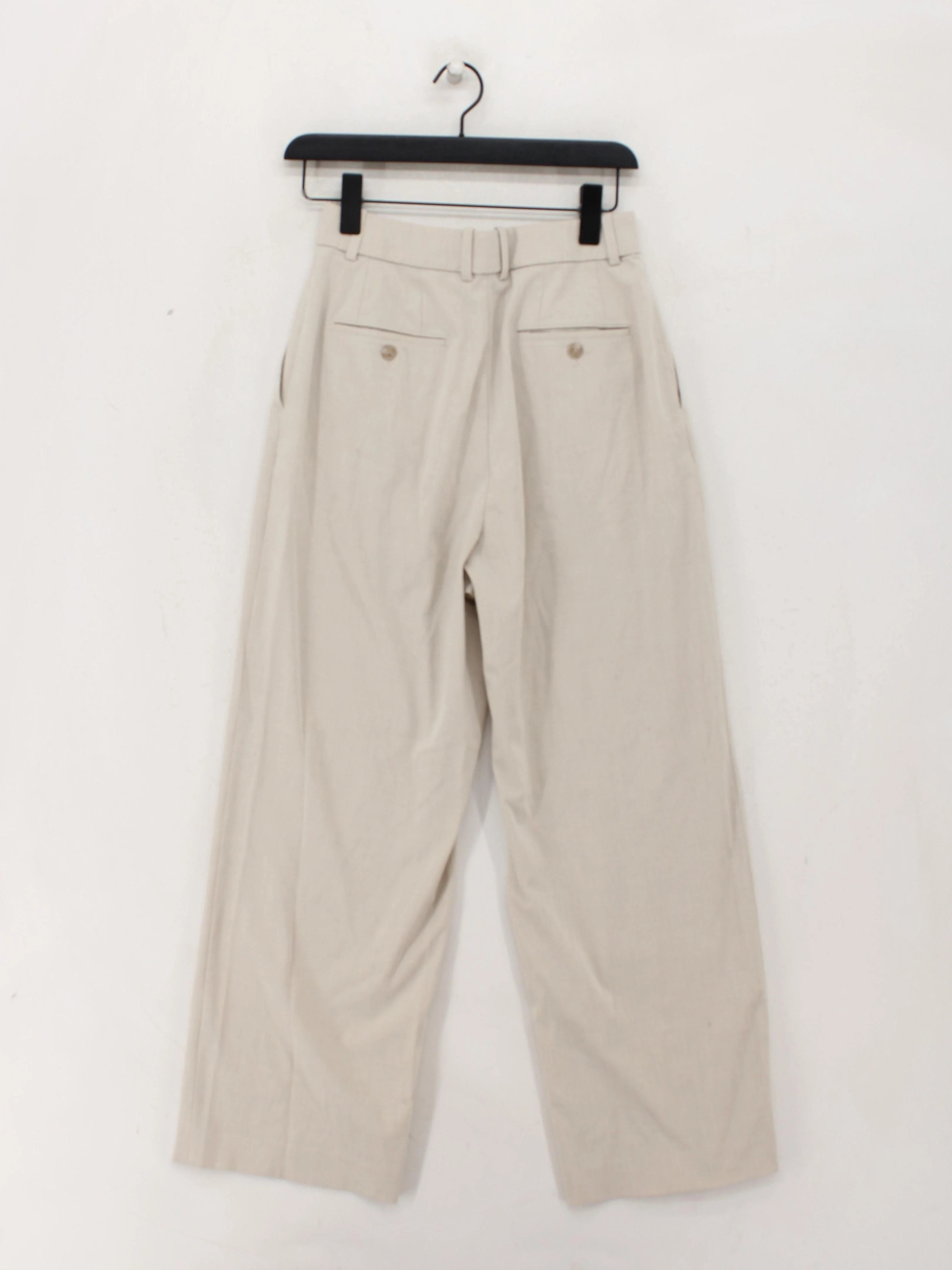 Uniqlo Women's Trousers M Cream Polyester with Rayon, Elastane Wide-Leg Chino - Image 2