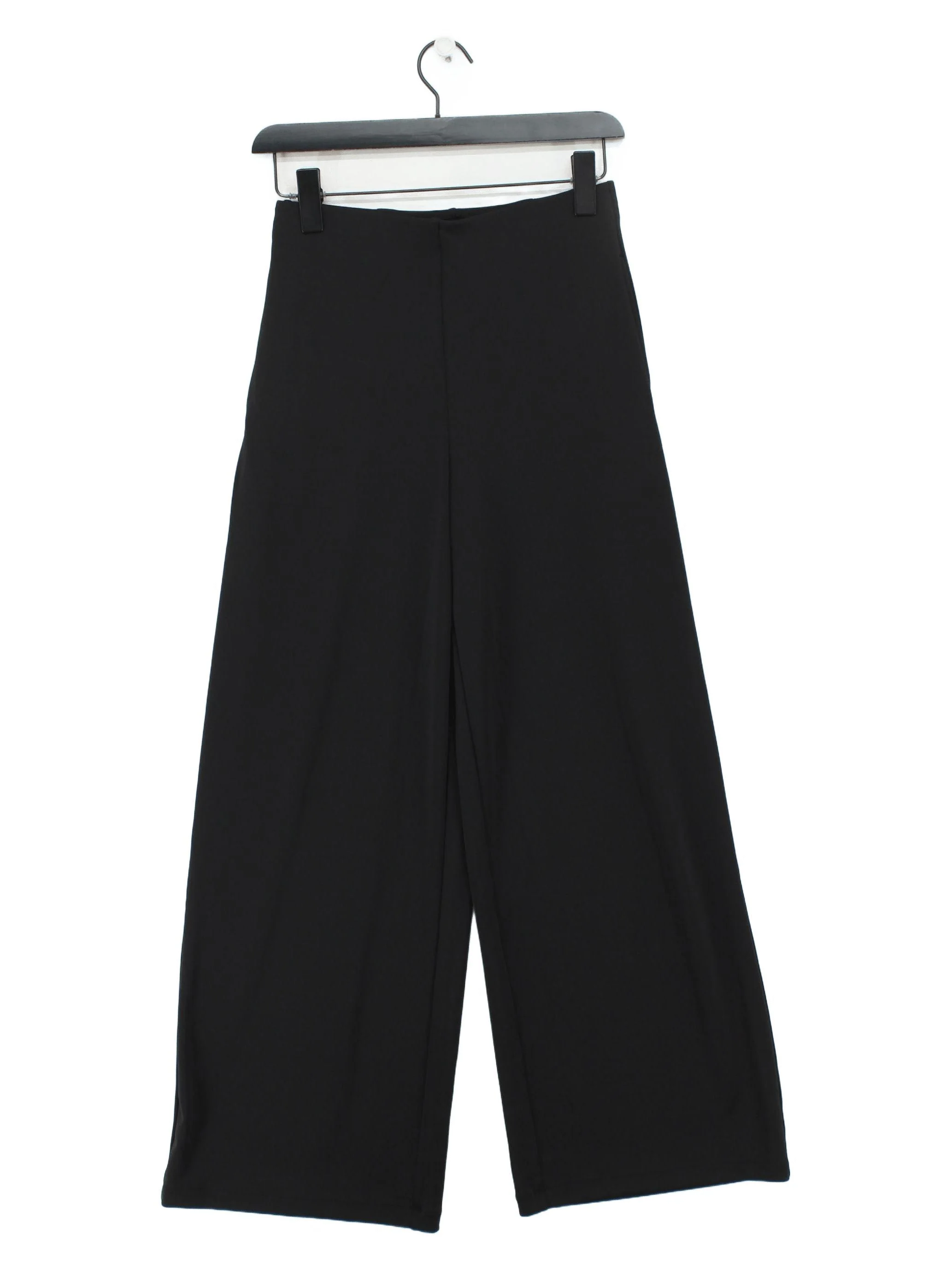 Uniqlo Women's Trousers S Black Polyester with Elastane Wide-Leg Chino