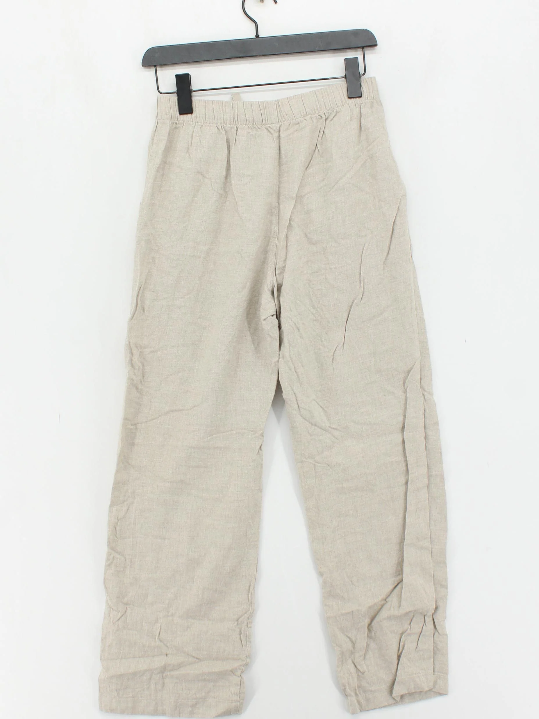 Uniqlo Women's Trousers S Cream 100% Cotton Wide-Leg Cropped - Image 2