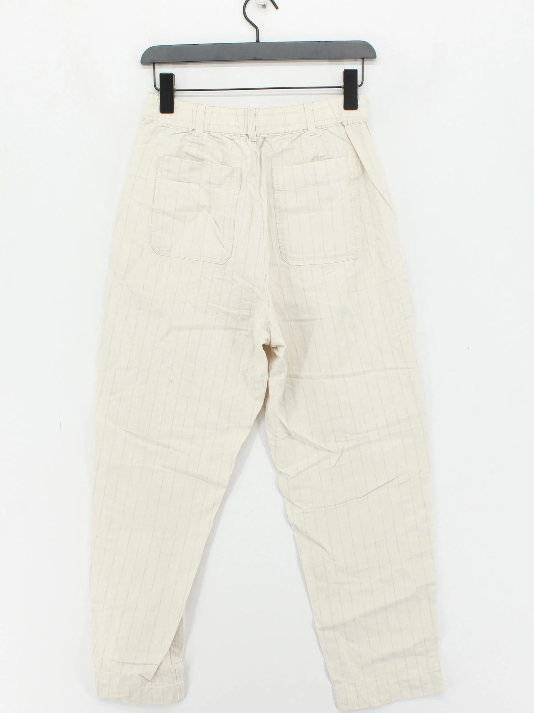 Uniqlo Women's Trousers S Cream Striped Linen with Cotton Tapered Capri - Image 2