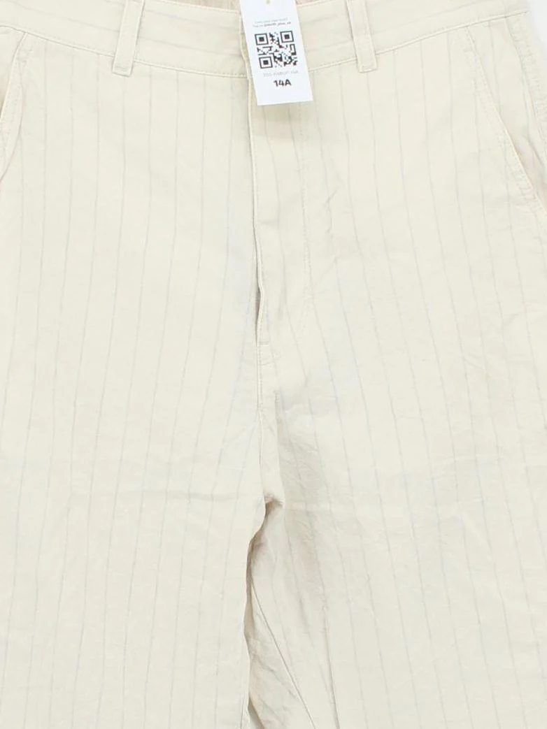 Uniqlo Women's Trousers S Cream Striped Linen with Cotton Tapered Capri - Image 3