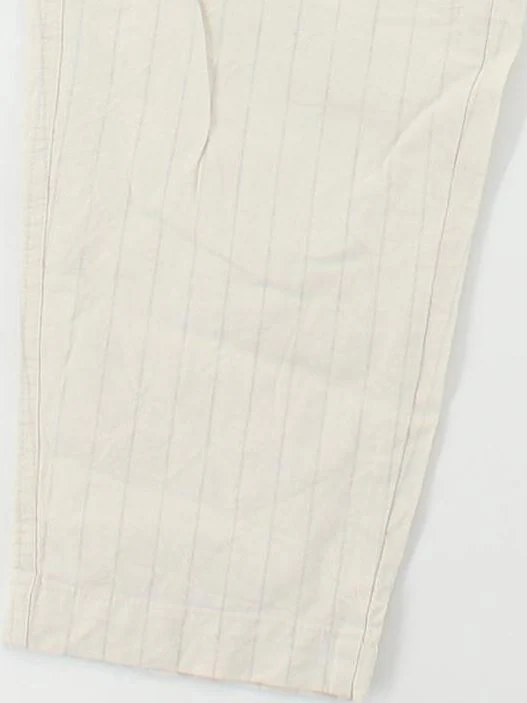 Uniqlo Women's Trousers S Cream Striped Linen with Cotton Tapered Capri - Image 4