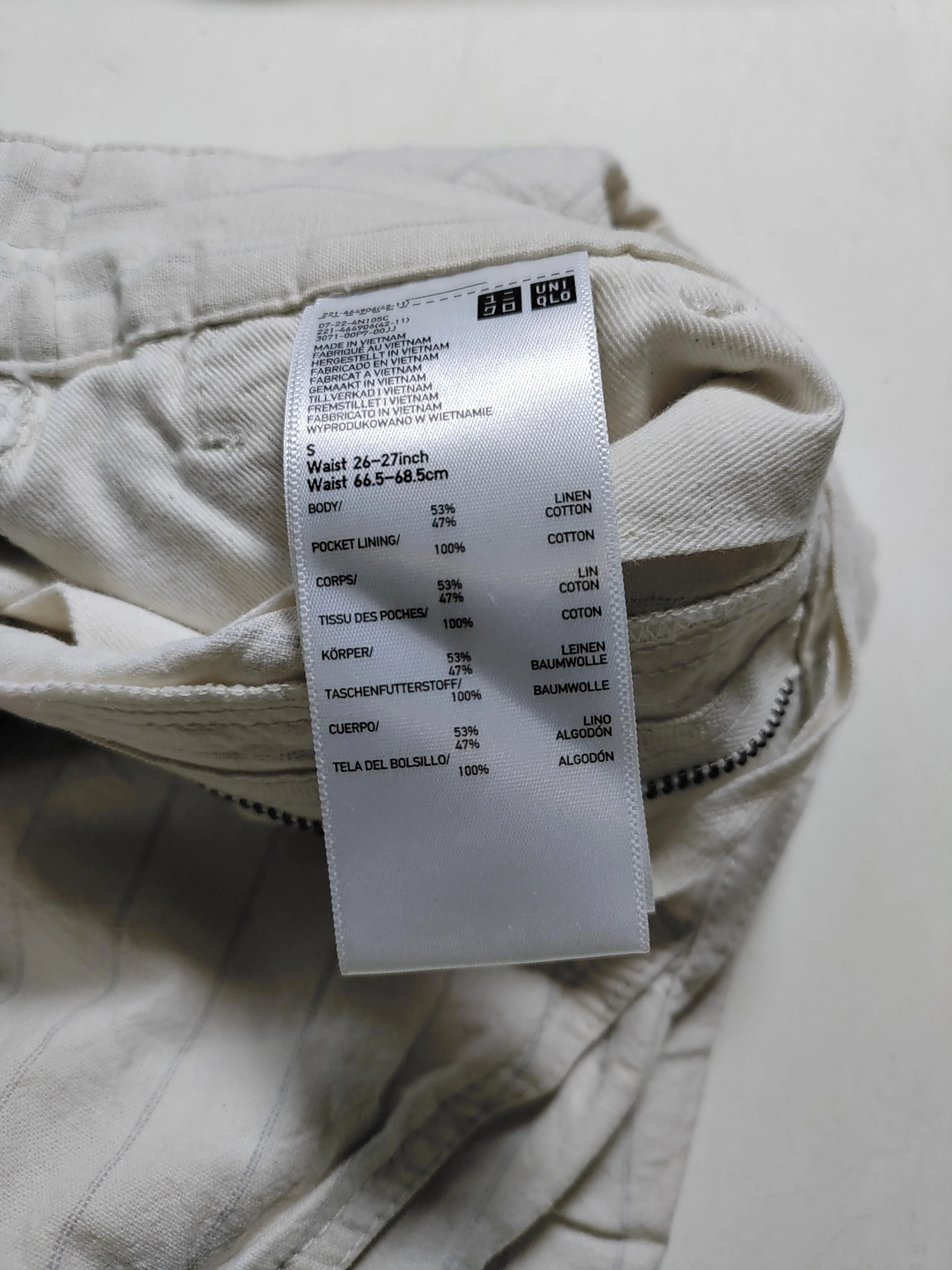 Uniqlo Women's Trousers S Cream Striped Linen with Cotton Tapered Capri - Image 6