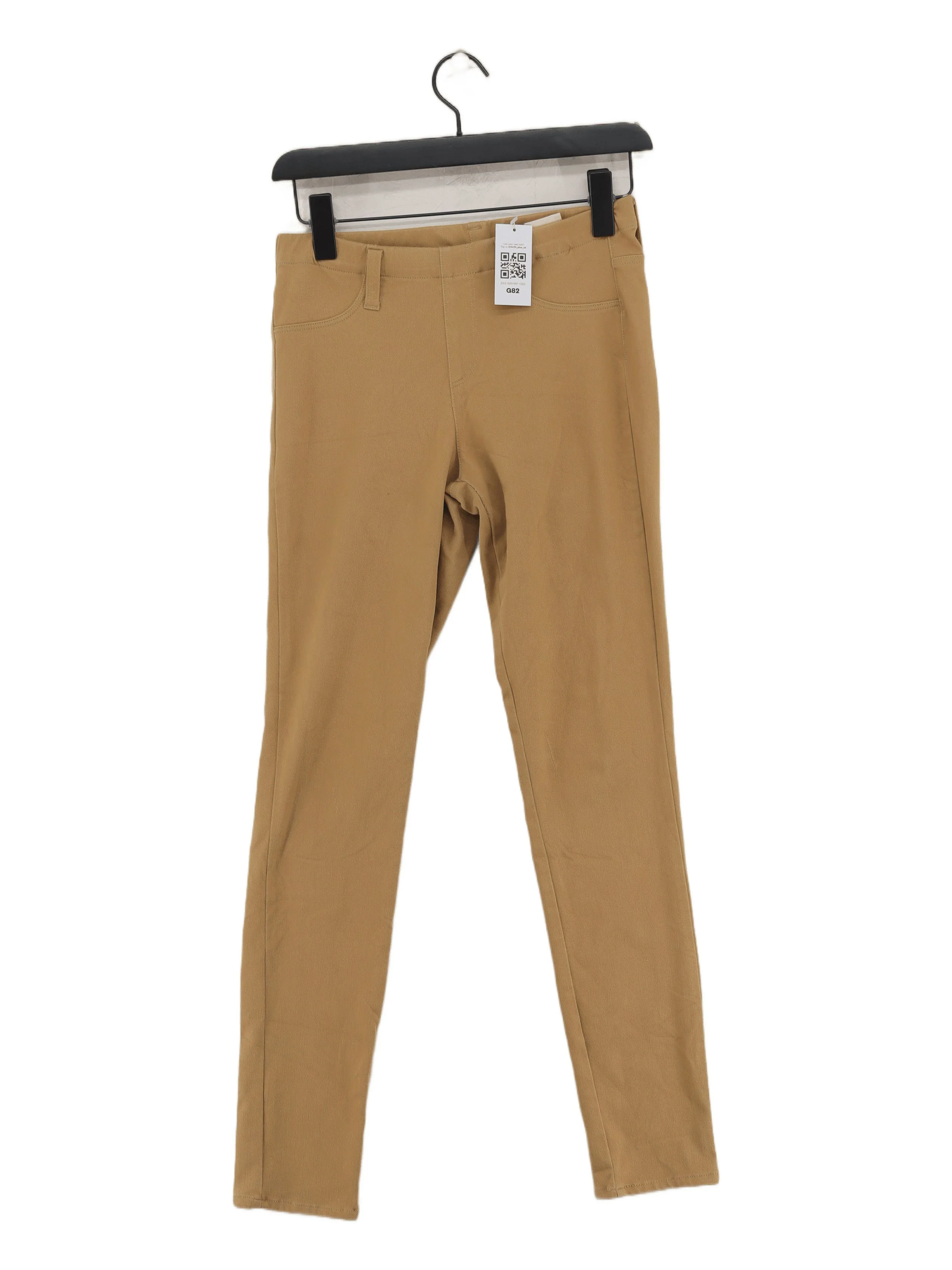 Uniqlo Women's Trousers S Tan Polyester with Cotton, Elastane Tapered Chino