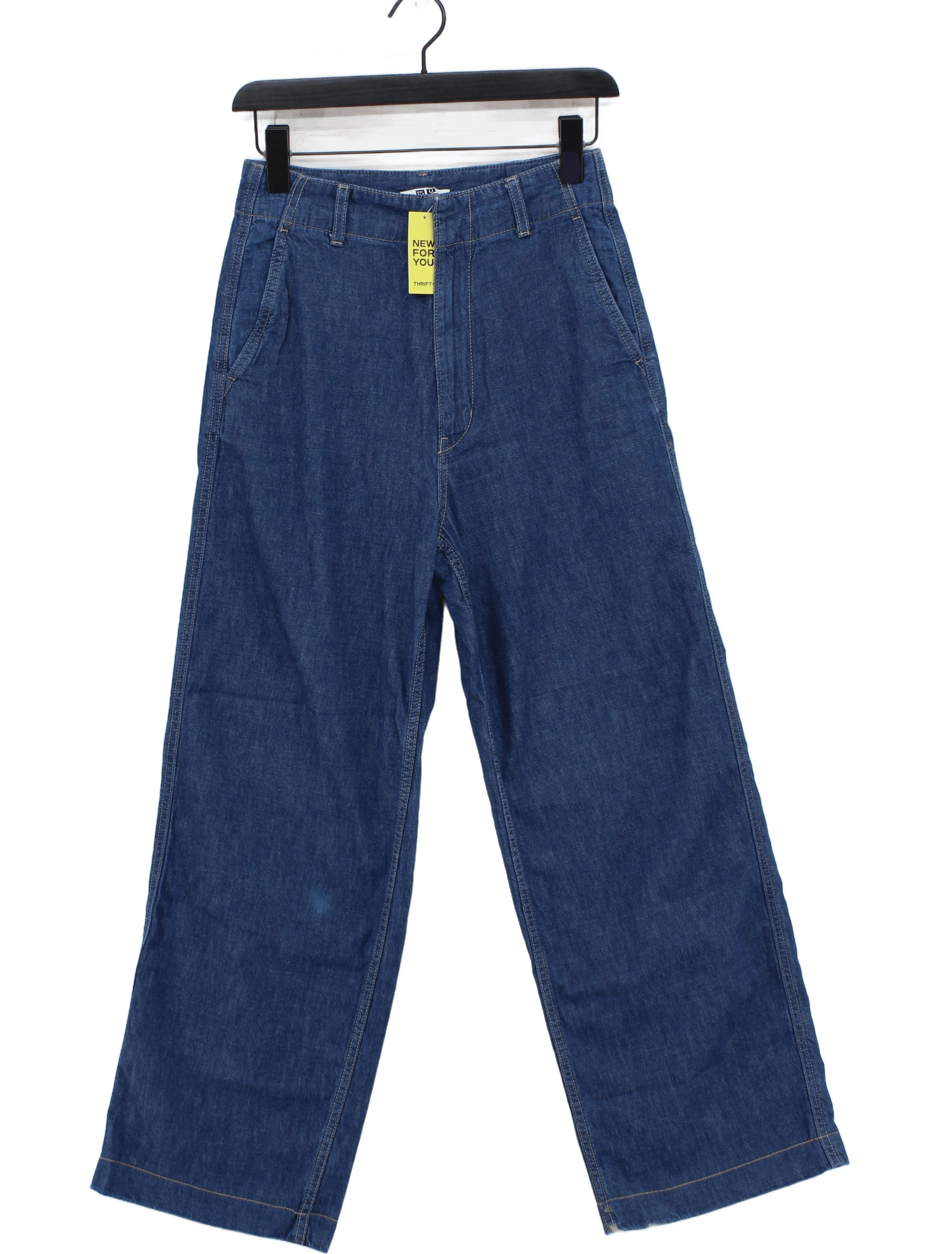 Uniqlo Women's Trousers W 24 in Blue 100% Cotton Wide-Leg Sweatpants