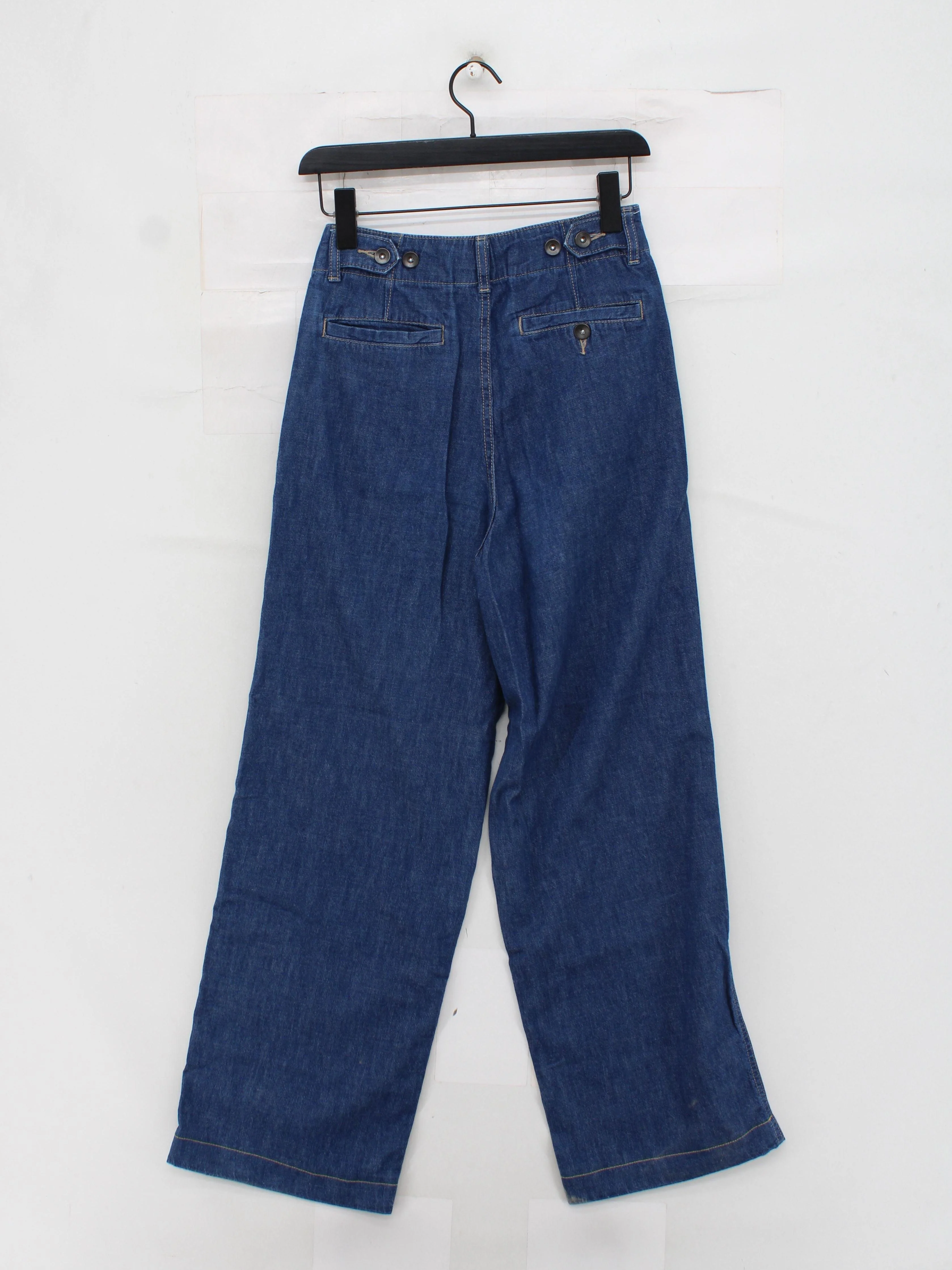 Uniqlo Women's Trousers W 24 in Blue 100% Cotton Wide-Leg Sweatpants - Image 2