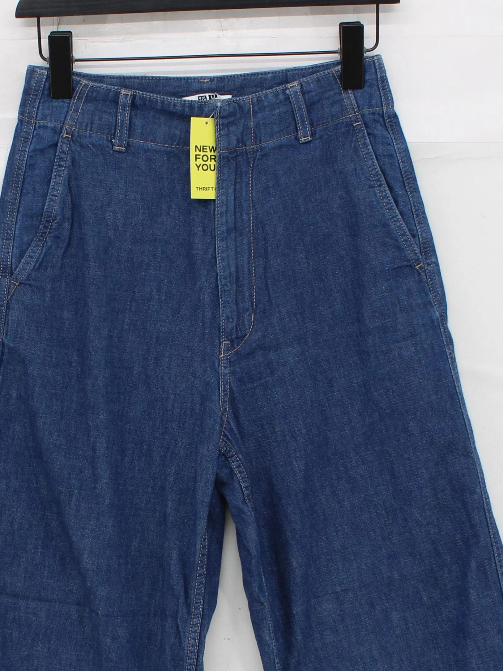 Uniqlo Women's Trousers W 24 in Blue 100% Cotton Wide-Leg Sweatpants - Image 3