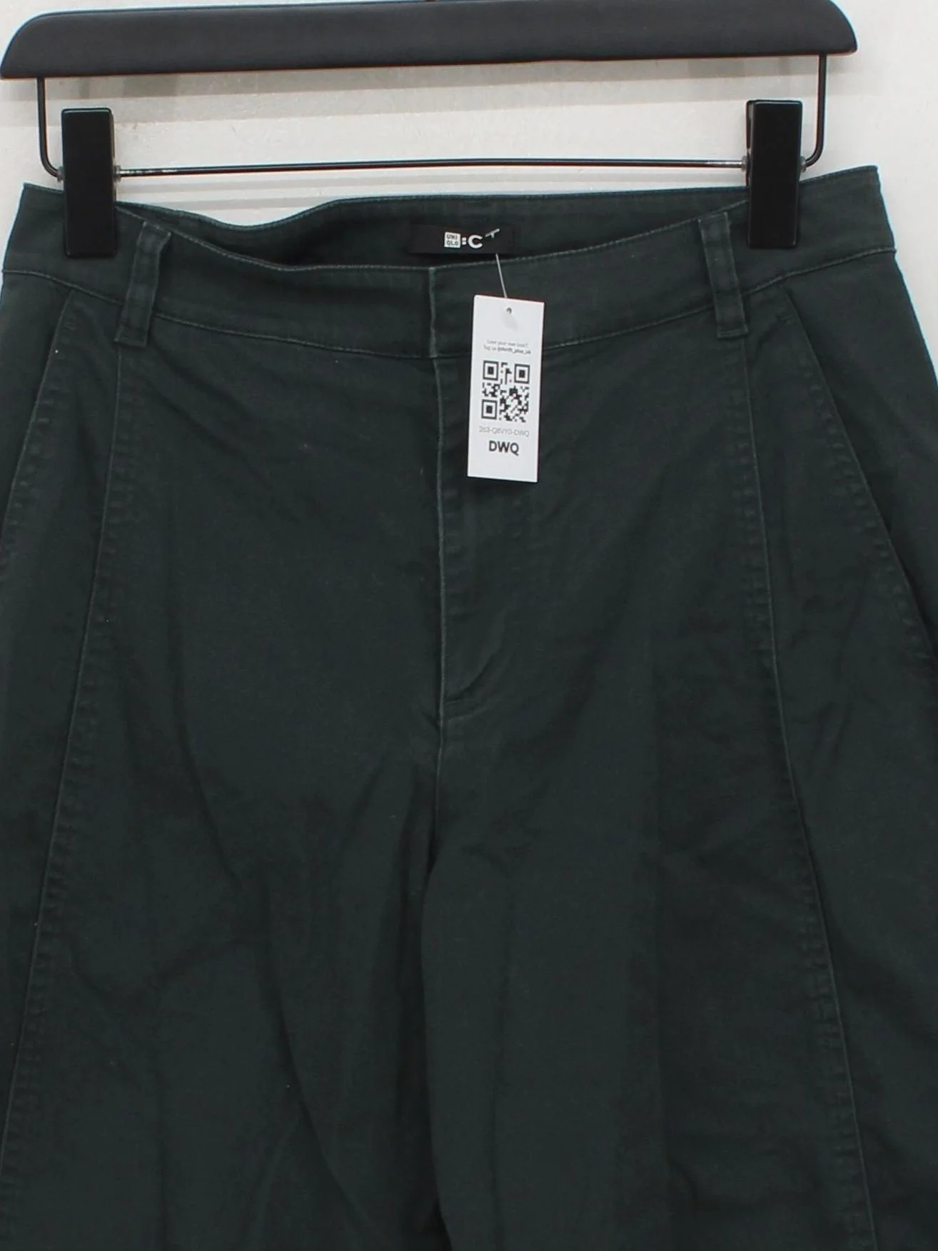 Uniqlo Women's Trousers W 26 in Green Cotton with Elastane Wide-Leg Cropped - Image 3