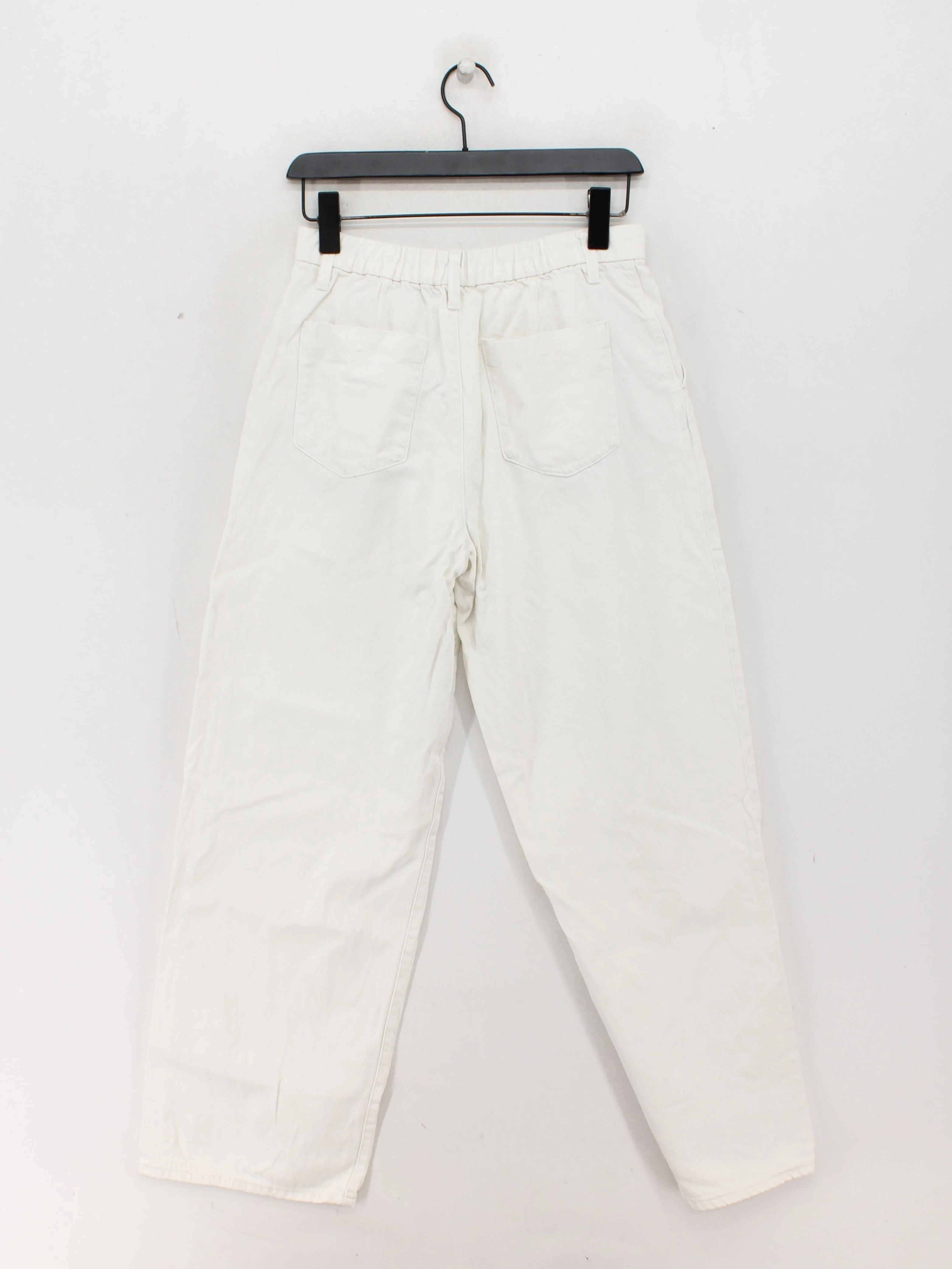 Uniqlo Women's Trousers W 28 in Cream 100% Cotton Wide-Leg Chino - Image 2