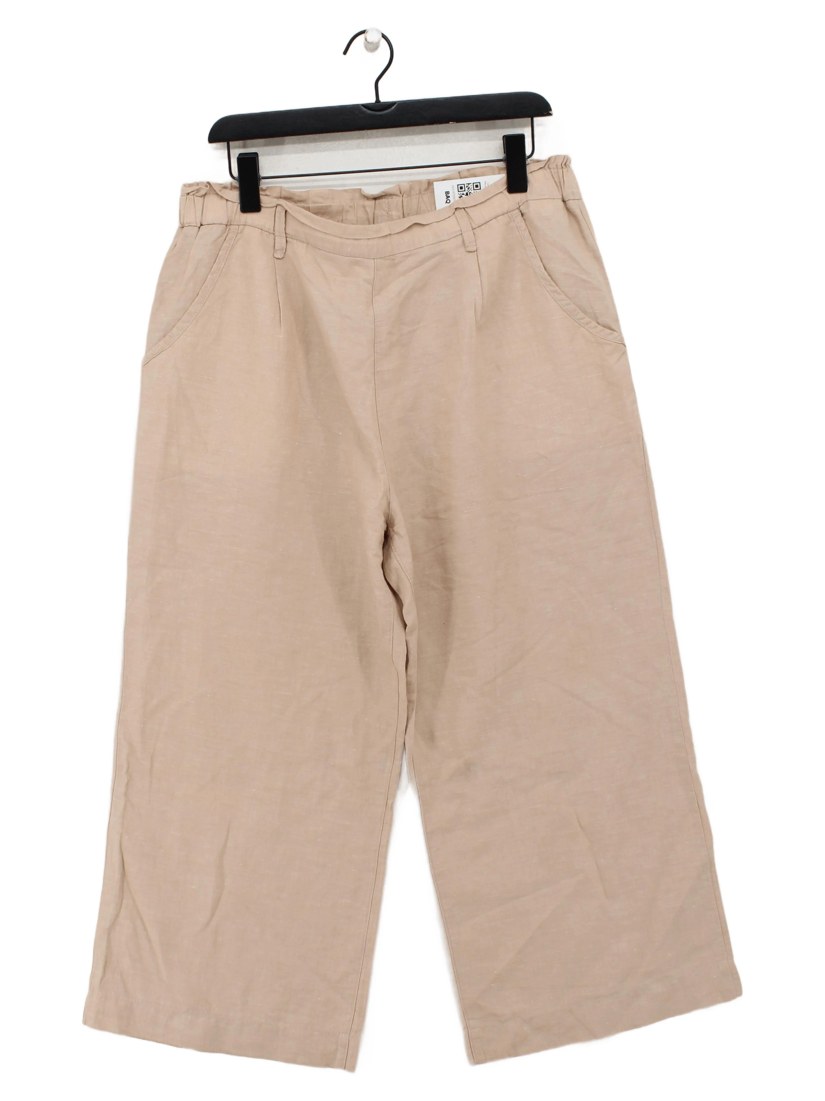 Uniqlo Women's Trousers XL Tan Linen with Cotton Wide-Leg Cropped