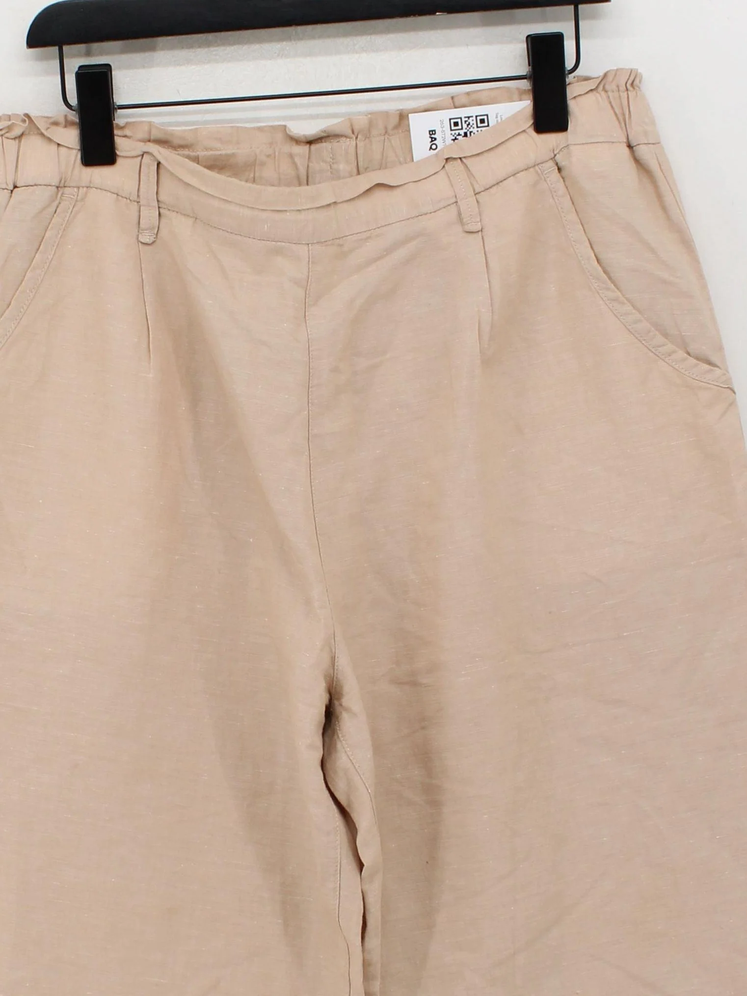 Uniqlo Women's Trousers XL Tan Linen with Cotton Wide-Leg Cropped - Image 3