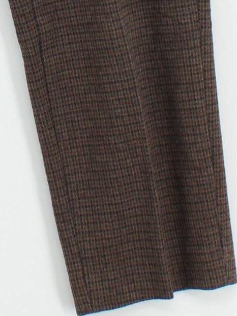 Uniqlo Women's Trousers XS Brown Checkered Cotton with Polyester Tapered Cropped - Image 4