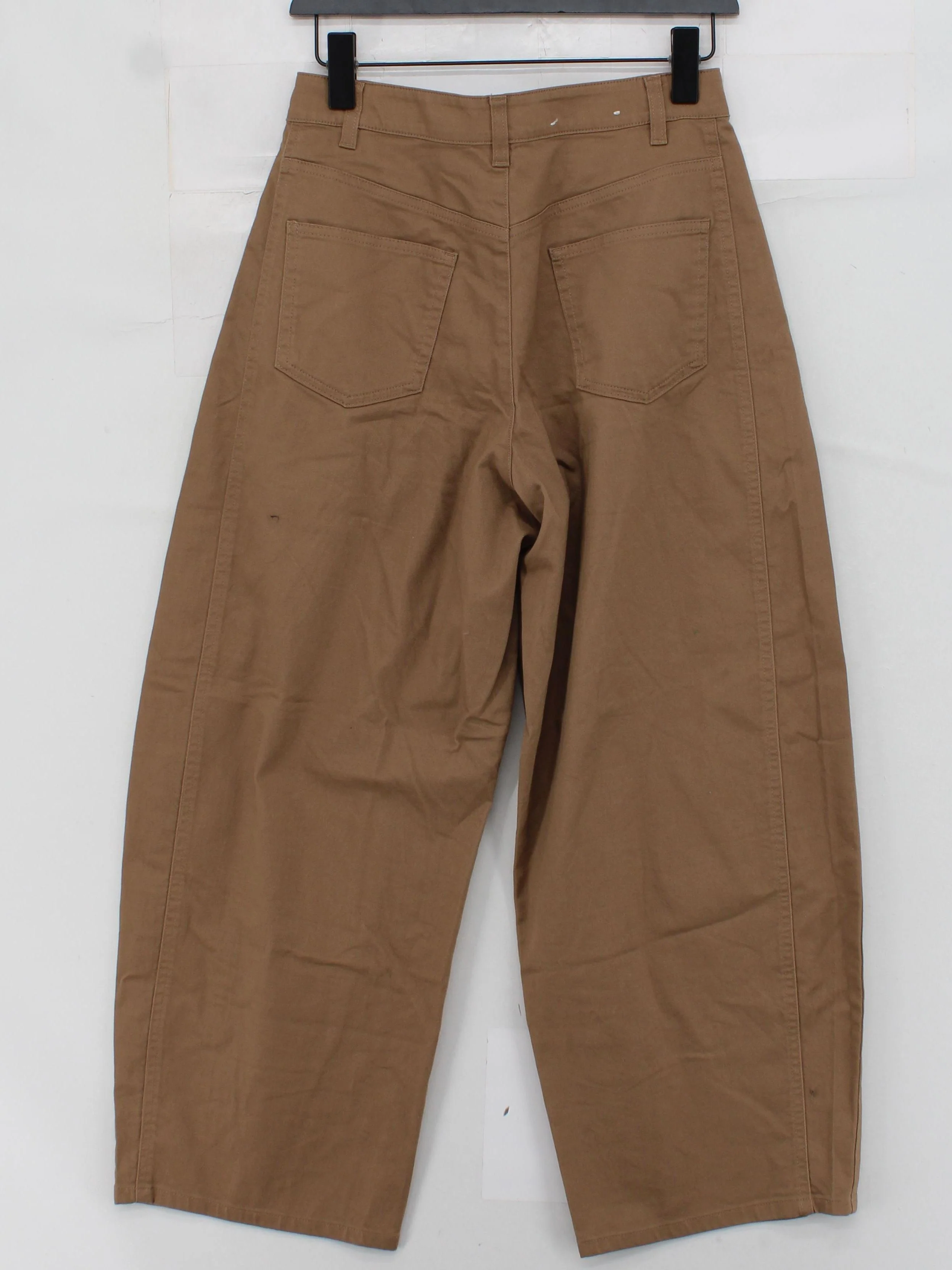 Uniqlo Women's Trousers XS Brown Cotton with Elastane, Polyester Cropped - Image 2