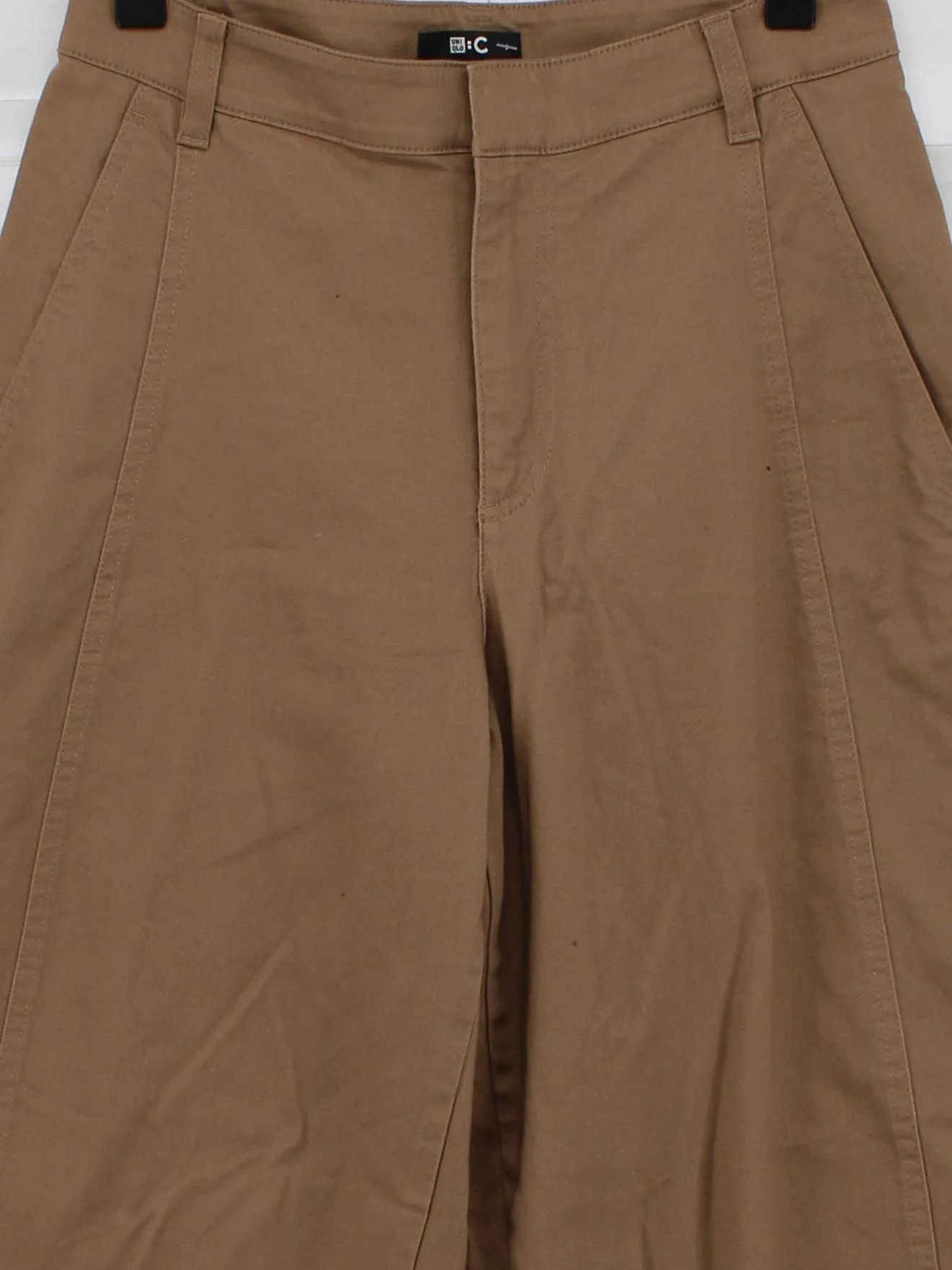 Uniqlo Women's Trousers XS Brown Cotton with Elastane, Polyester Cropped - Image 3