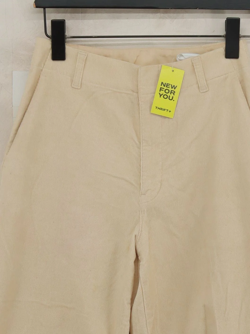 Uniqlo Women's Trousers XS Cream Cotton with Elastane Wide-Leg Chino - Image 3
