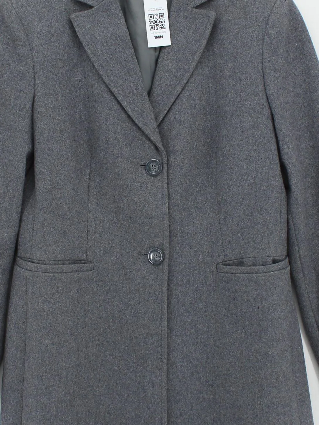 United Colors Of Benetton Women's Coat L Grey 100% Wool Overcoat - Image 3