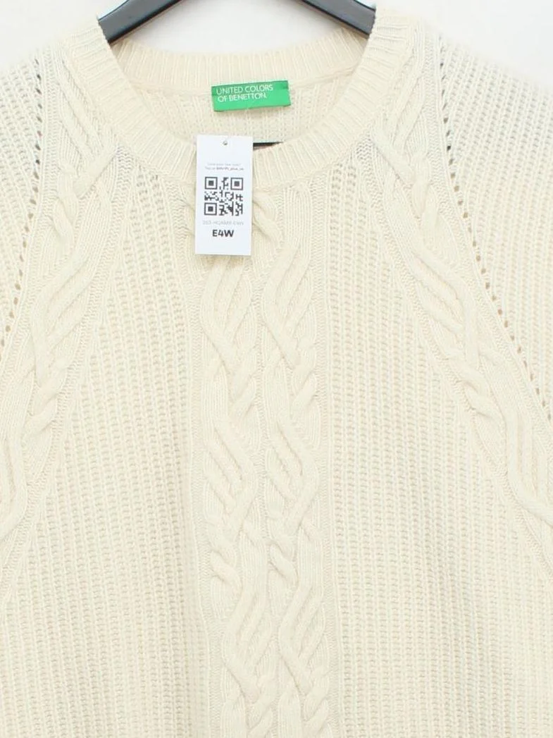 United Colors Of Benetton Women's Jumper S Cream Wool with Polyamide Vest - Image 3