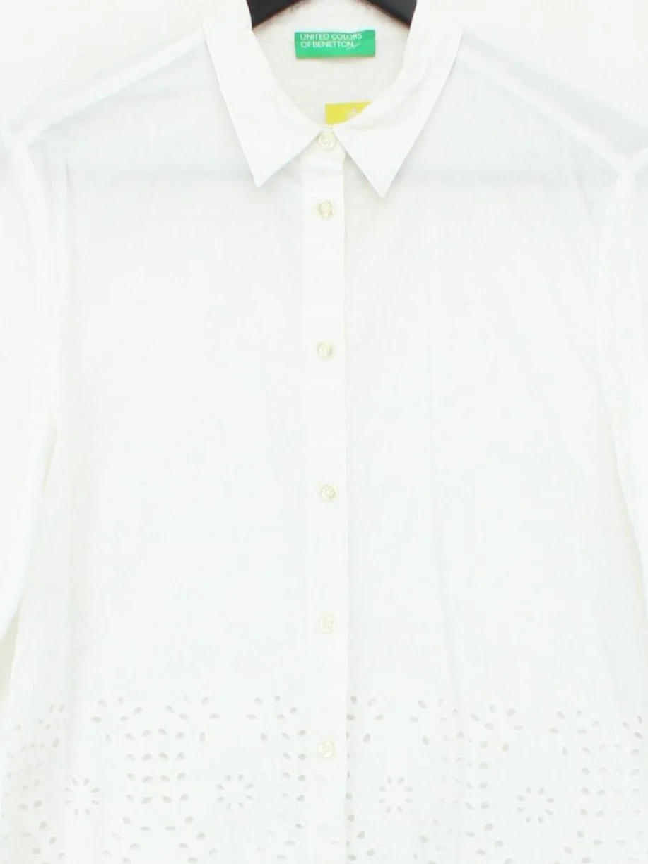 United Colors Of Benetton Women's Shirt S White 100% Cotton Basic - Image 3