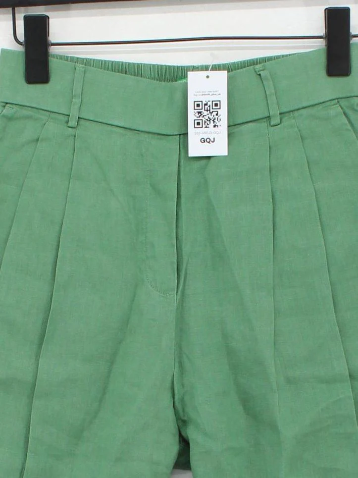 United Colors Of Benetton Women's Shorts XS Green 100% Linen Mom - Image 3