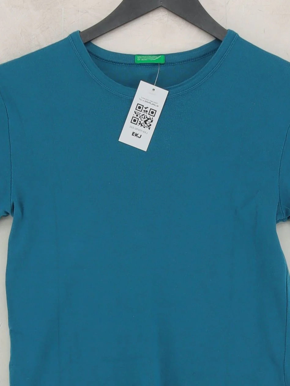 United Colors Of Benetton Women's T-Shirt S Blue 100% Other Basic - Image 3