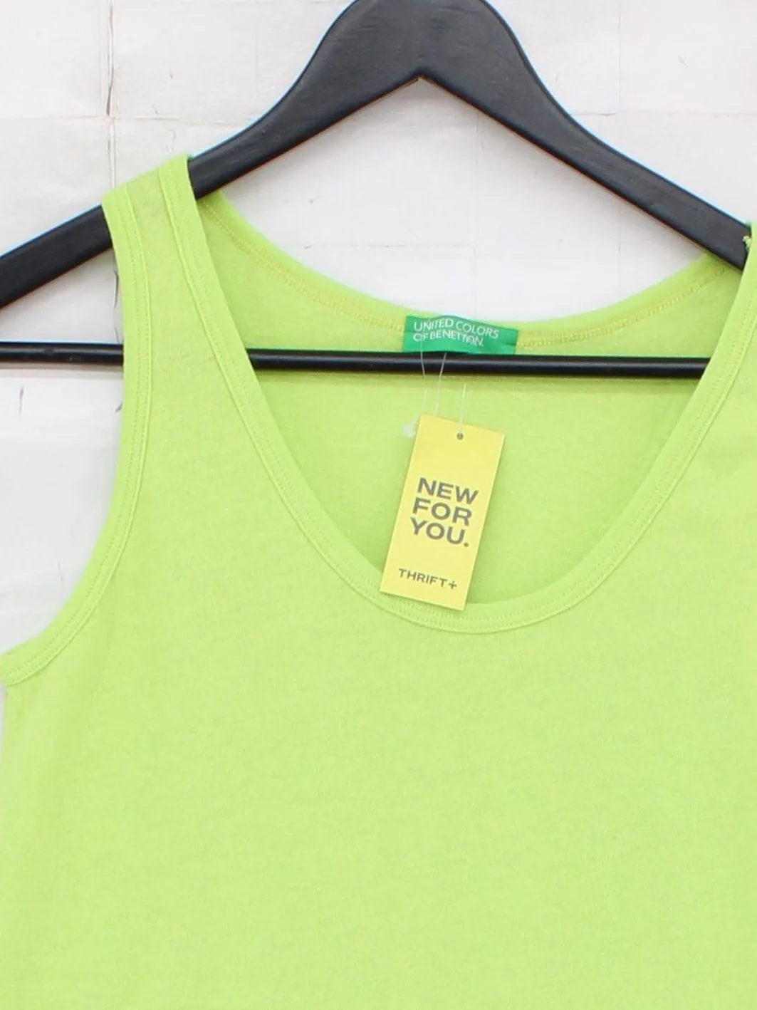 United Colors Of Benetton Women's T-Shirt S Green Cotton with Linen Basic - Image 3