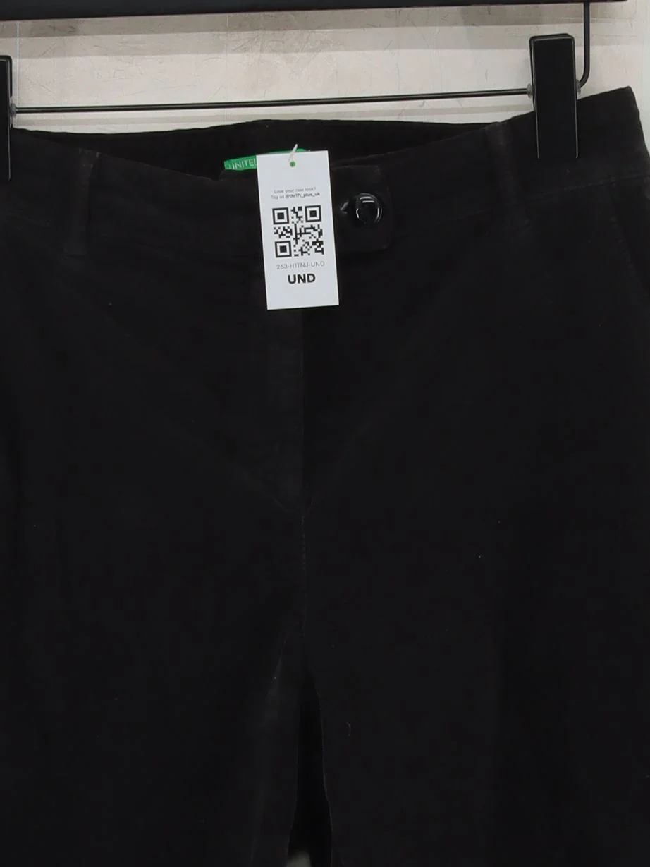 United Colors Of Benetton Women's Trousers UK 12 Black Cotton - Image 3