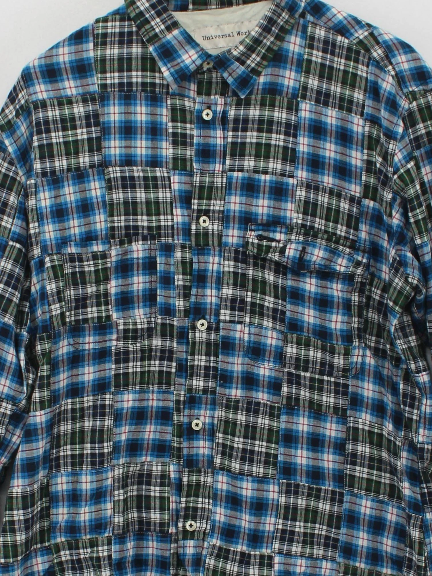 Universal Works Men's Shirt L Multi Checkered 100% Cotton Basic - Image 3