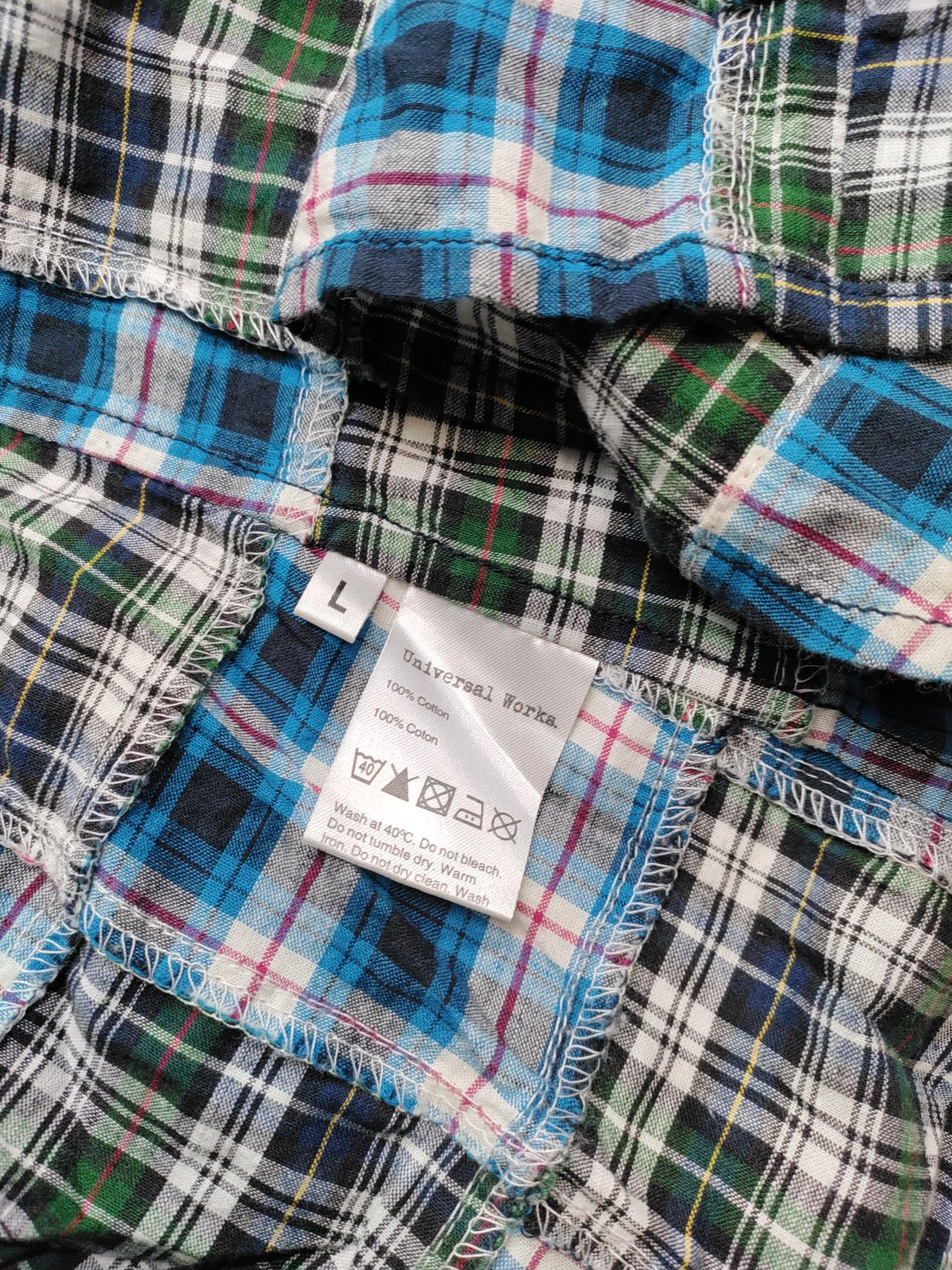 Universal Works Men's Shirt L Multi Checkered 100% Cotton Basic - Image 6