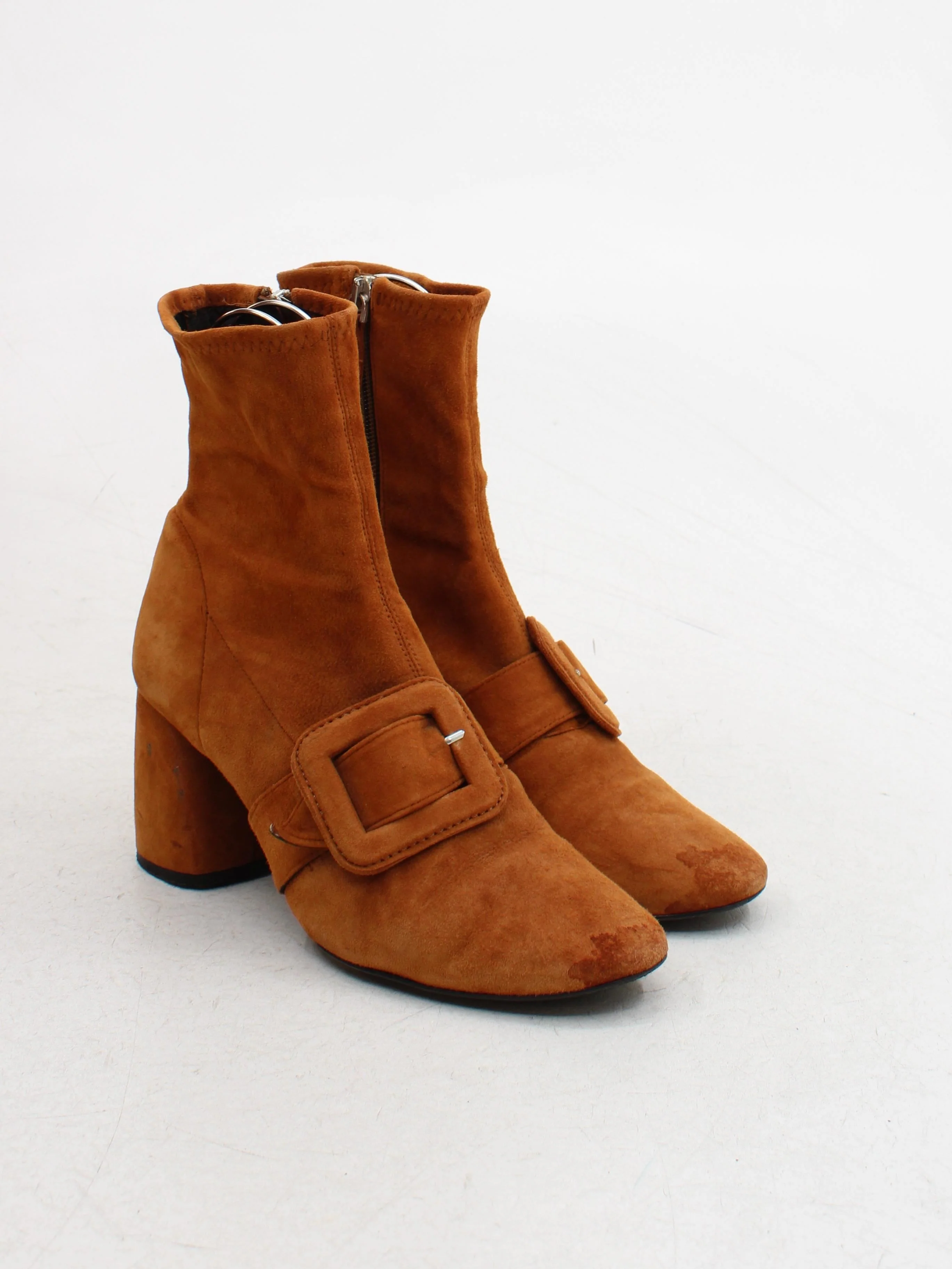 Uterque Women's Boots UK 6 Tan 100% Suede Combat - Image 4