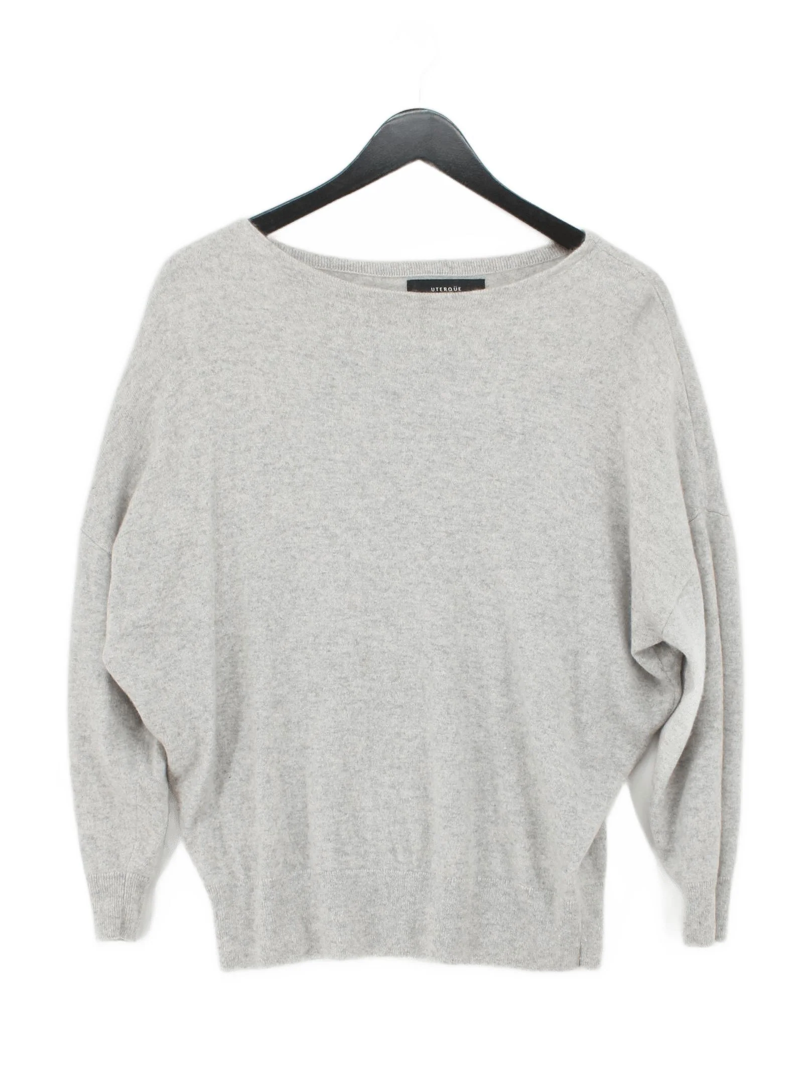 Uterque Women's Jumper XXL Grey 100% Cashmere Round Neck Pullover