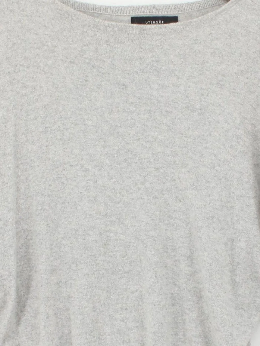 Uterque Women's Jumper XXL Grey 100% Cashmere Round Neck Pullover - Image 3