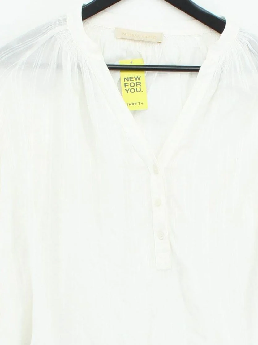 Vanessa Bruno Women's Blouse S White 100% Other Long Sleeve V-Neck Basic - Image 3