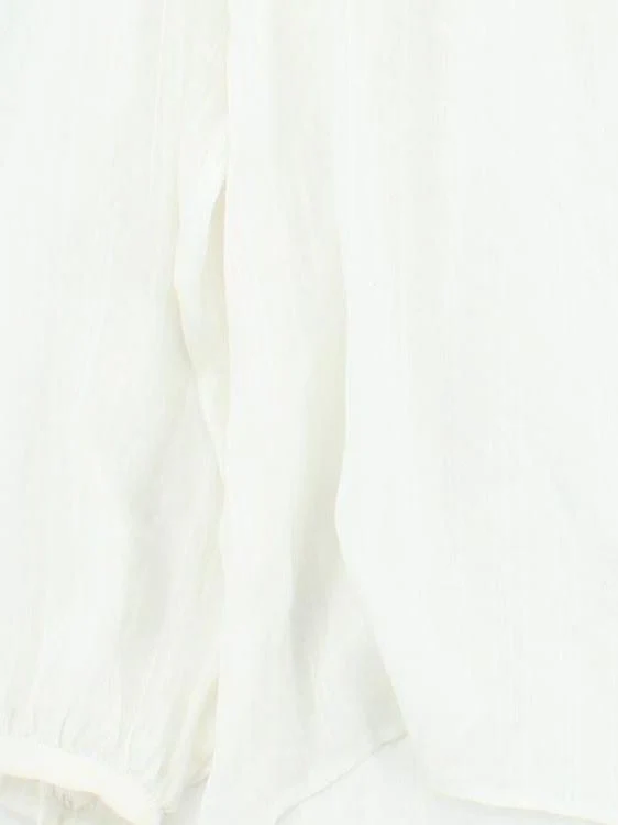 Vanessa Bruno Women's Blouse S White 100% Other Long Sleeve V-Neck Basic - Image 4