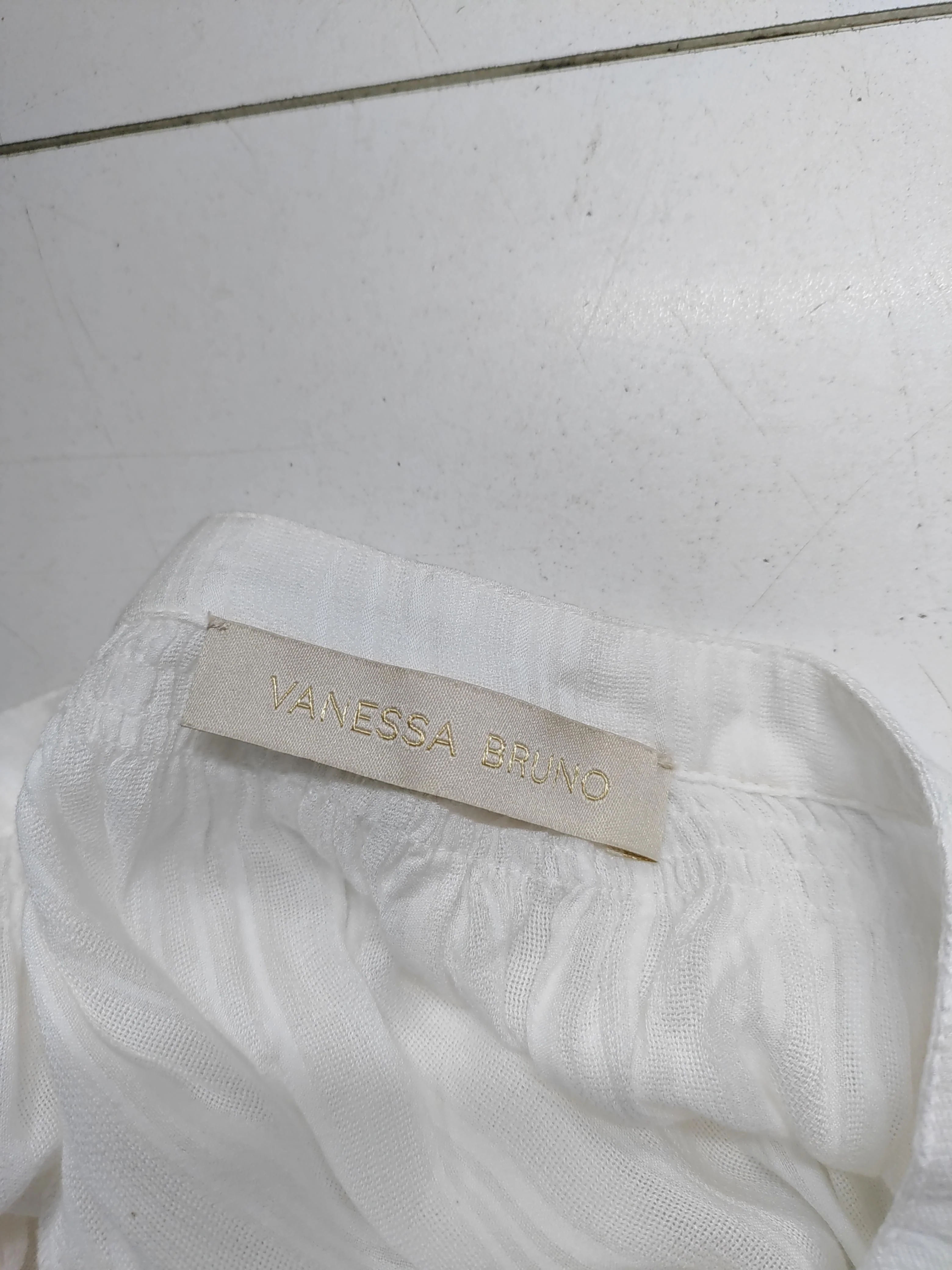 Vanessa Bruno Women's Blouse S White 100% Other Long Sleeve V-Neck Basic - Image 5