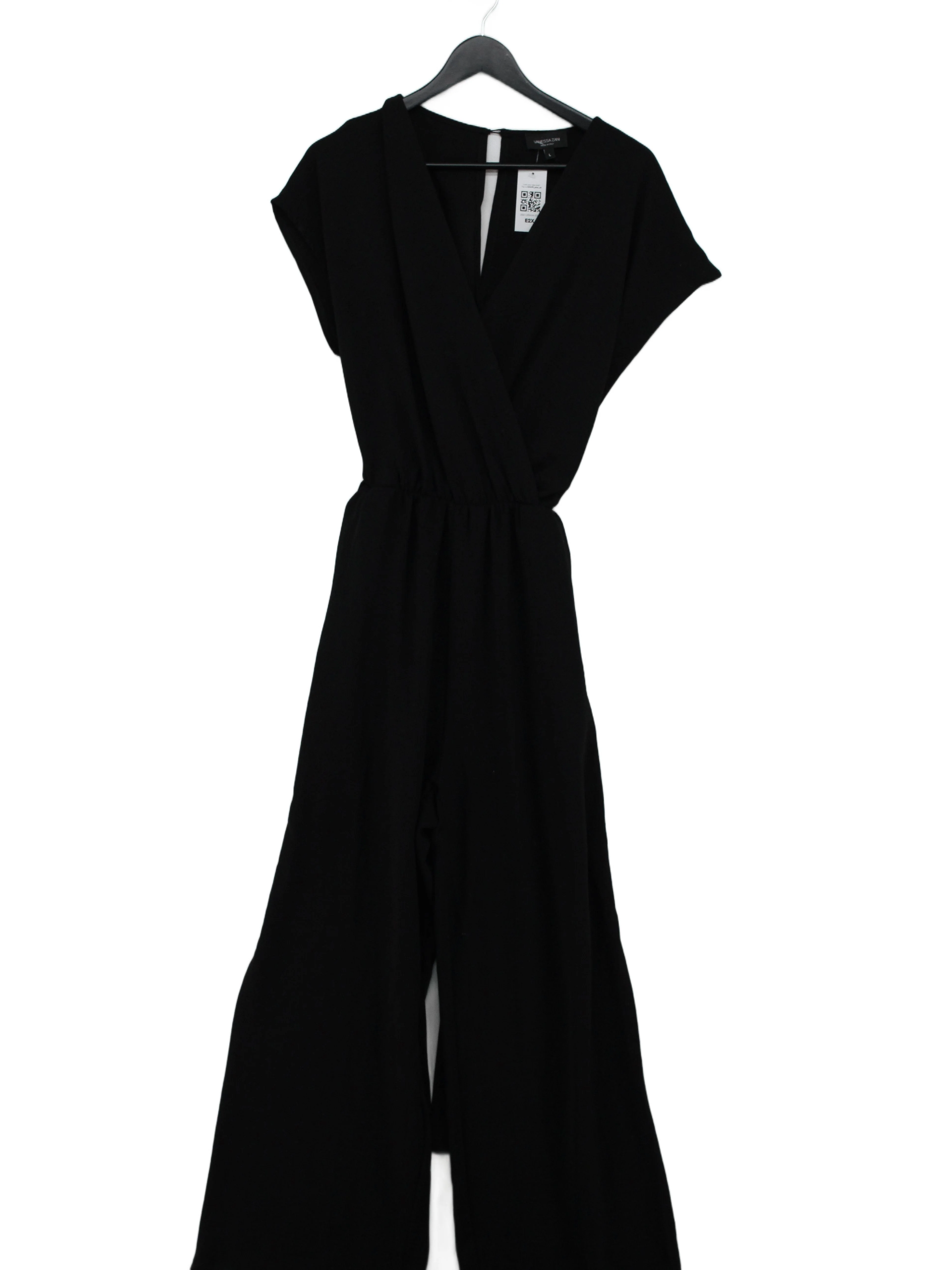Vanessa Zani Women's Jumpsuit L Black 100% Polyester Wide-Leg Jumpsuit