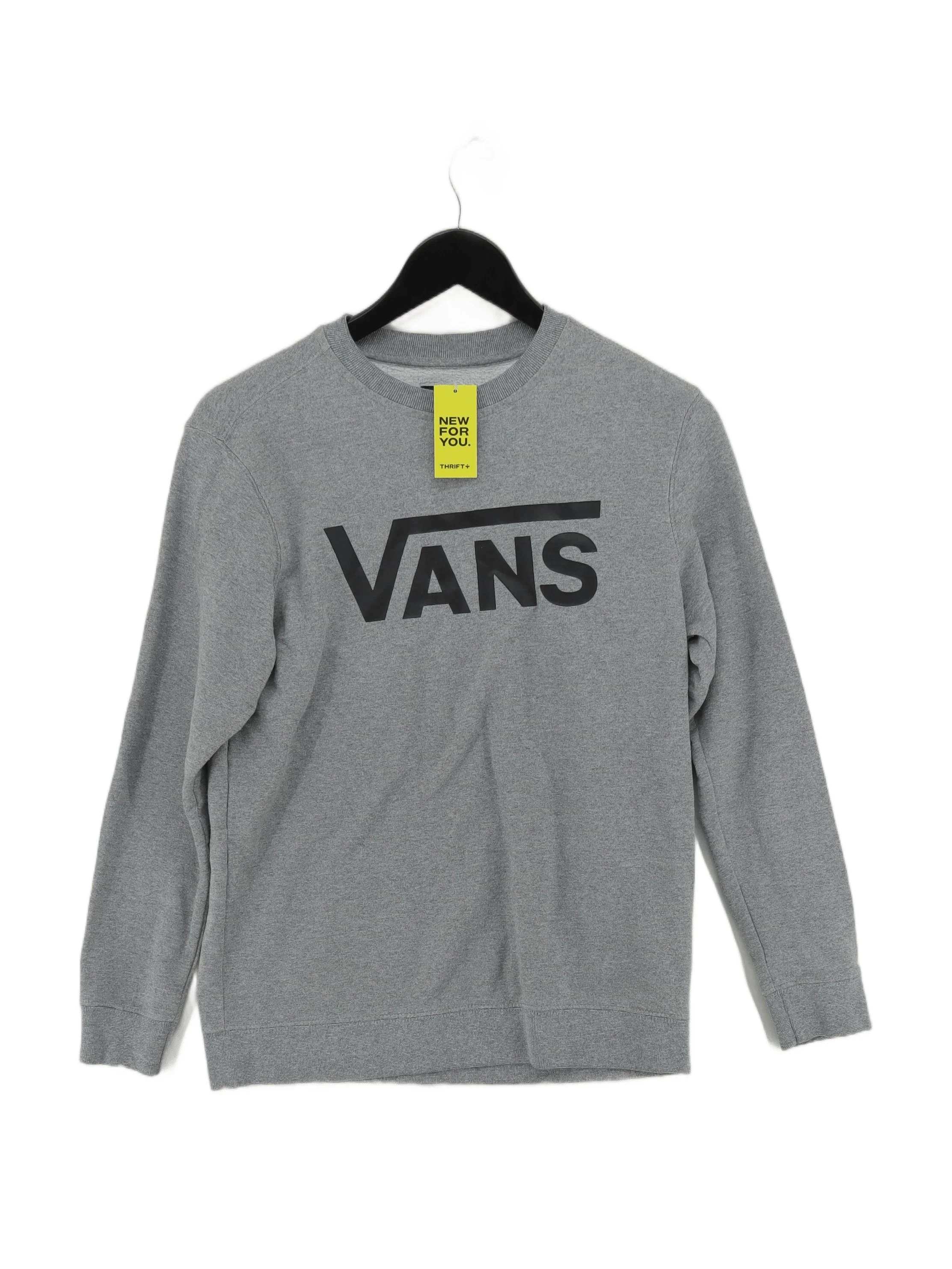 Vans Men's Hoodie L Grey Graphic Cotton with Polyester Pullover